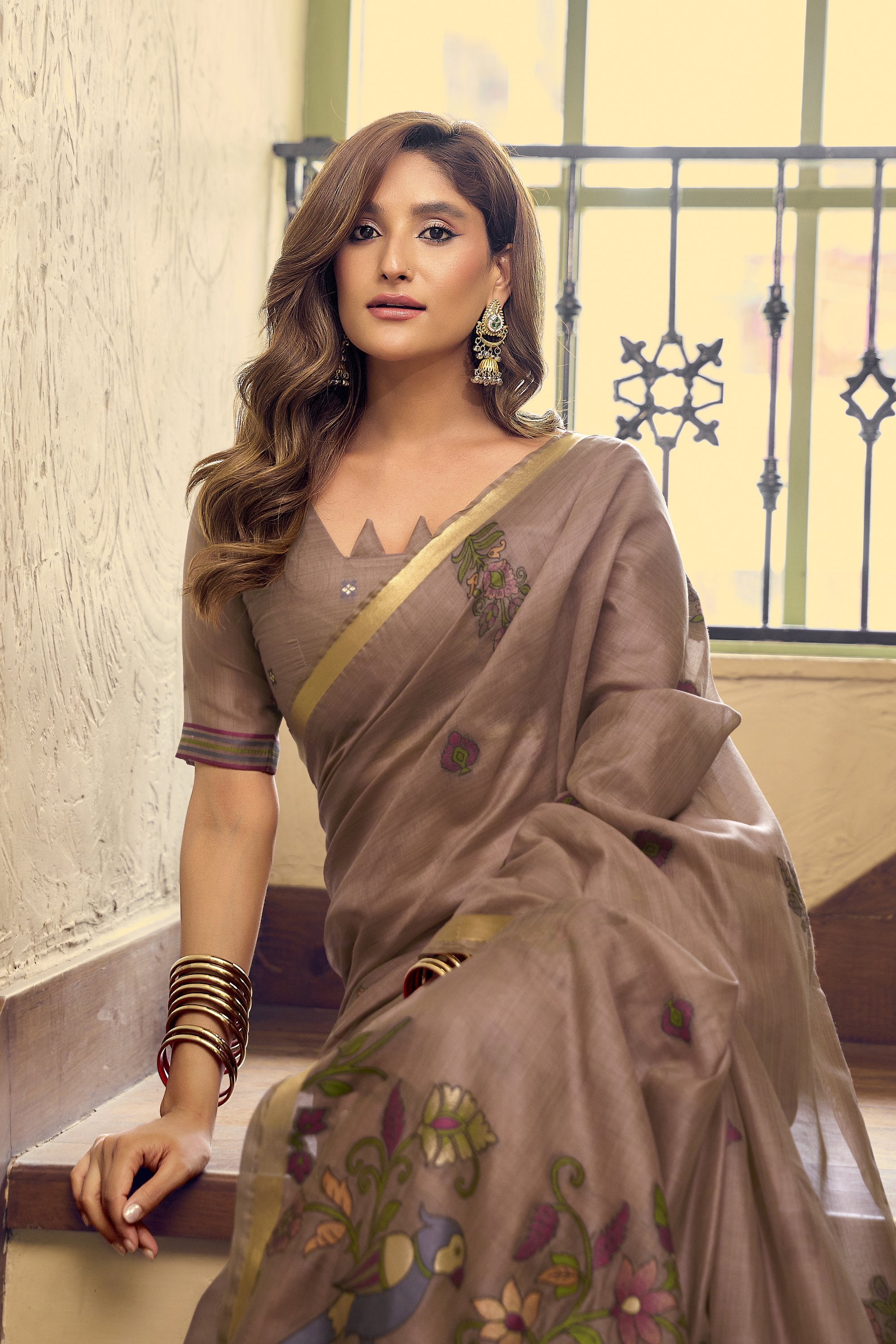 Laavanya Saree - Cocoa Taupe - Border Detail