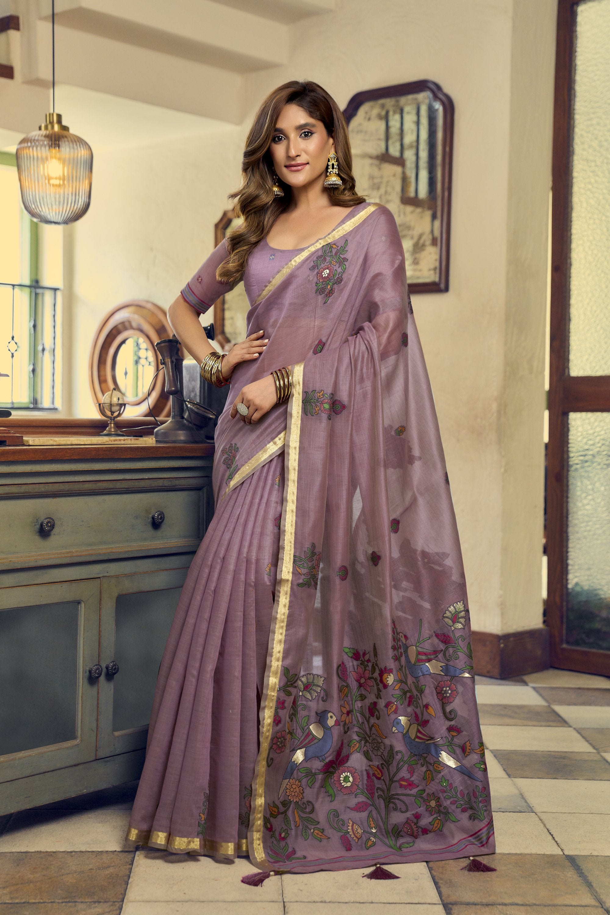 Laavanya Saree - Dusty Mauve - Pallu Detail