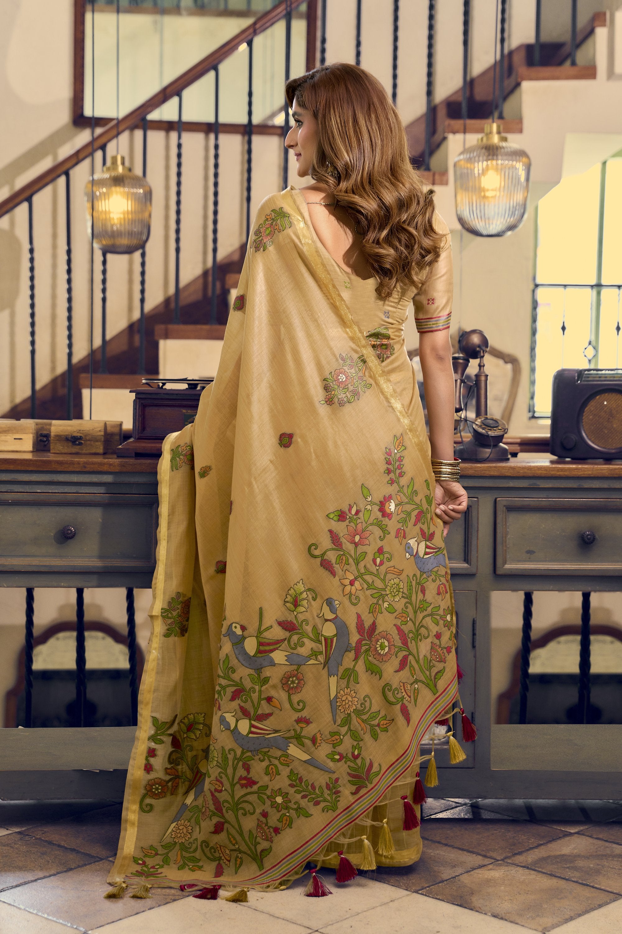 Laavanya Saree - Honey Beige - Front Drape