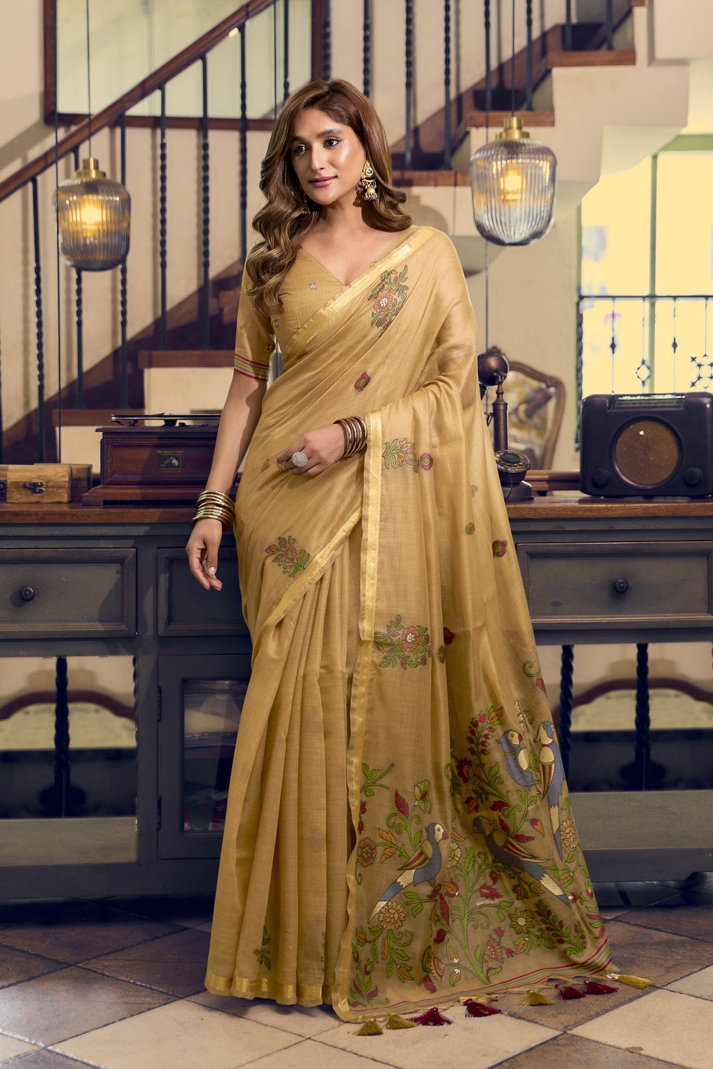 Laavanya Saree - Honey Beige - Full View