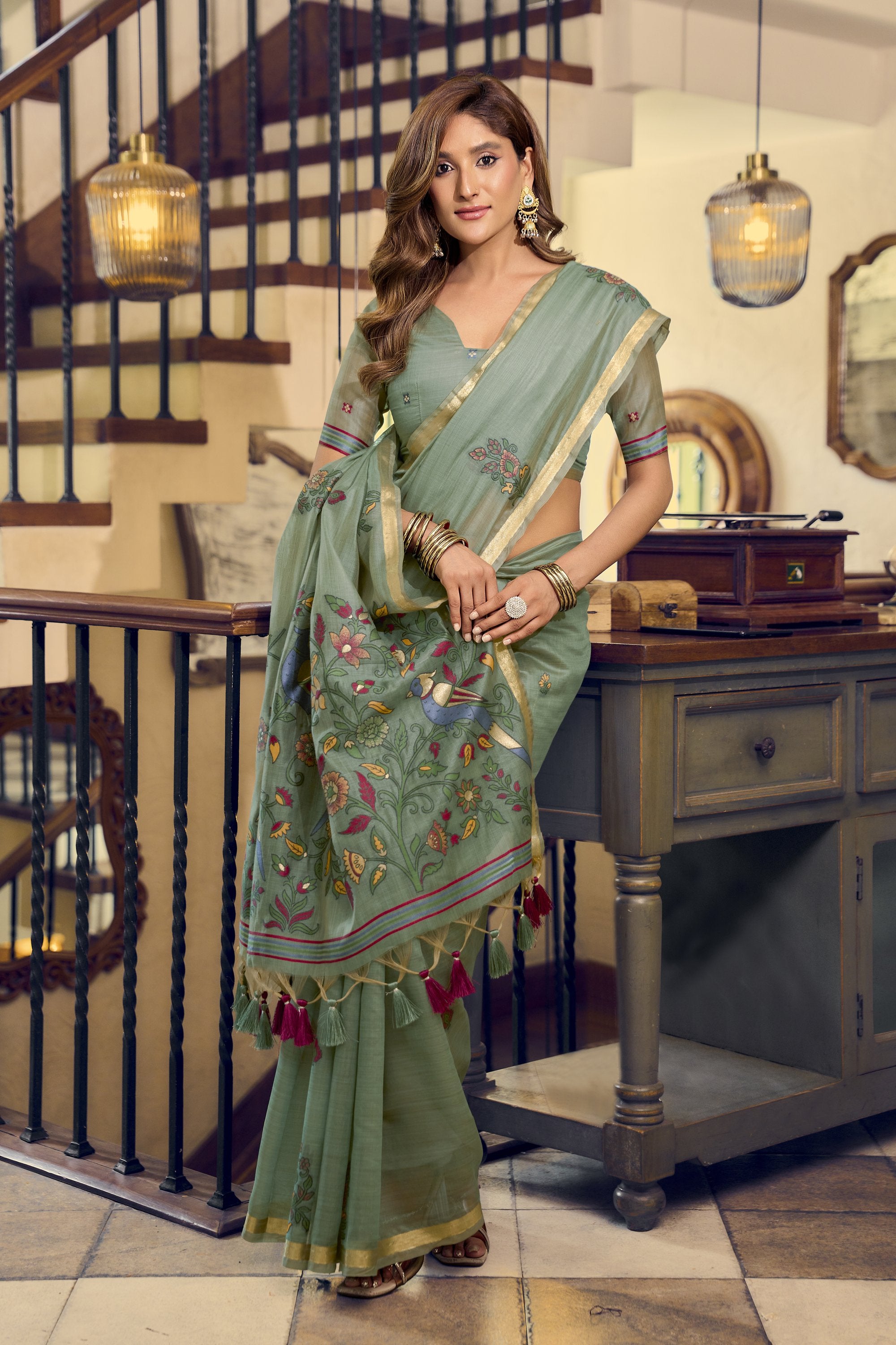 Laavanya Saree - Sage Green - Blouse View