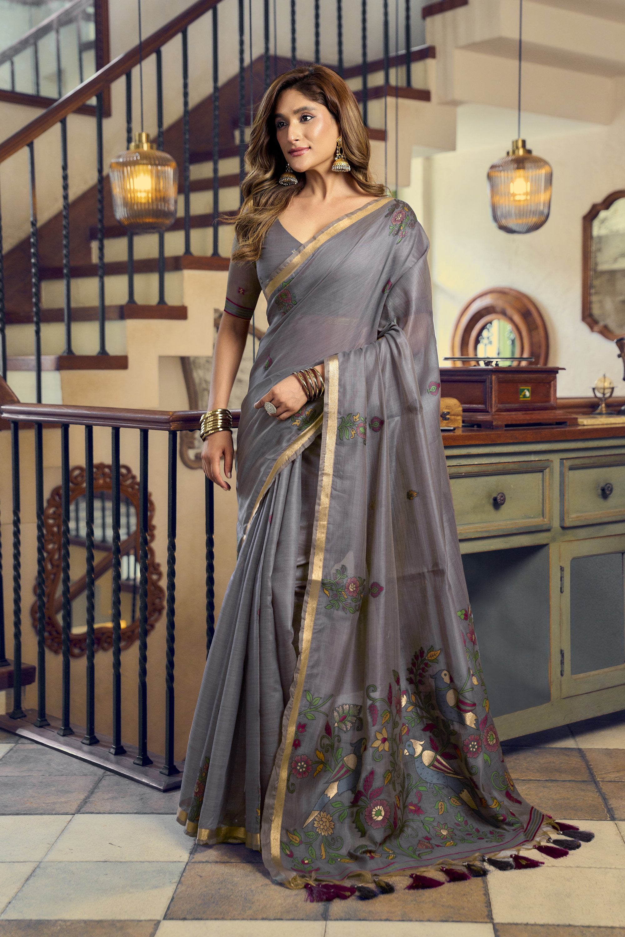 Laavanya Saree - Smoky Lavender - Full View