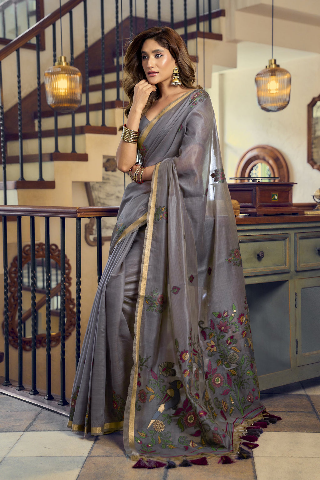 Laavanya Saree - Smoky Lavender - Pallu Detail