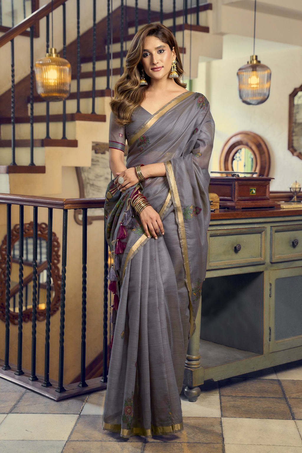 Laavanya Saree - Smoky Lavender - Border Detail