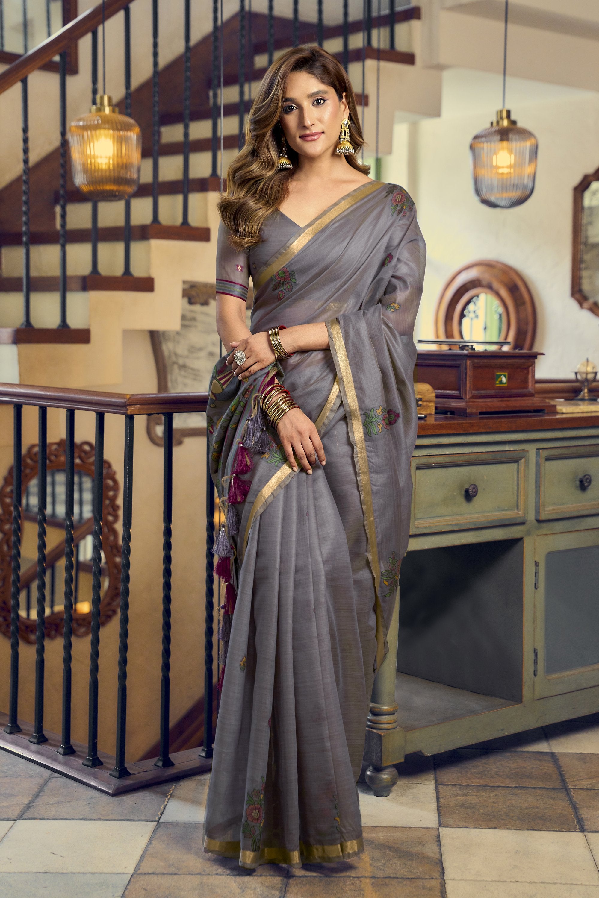 Laavanya Saree - Smoky Lavender - Border Detail