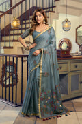 Laavanya Saree - Steel Teal - Full View