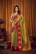 Madhura Saree - Antique Olive - Front Drape
