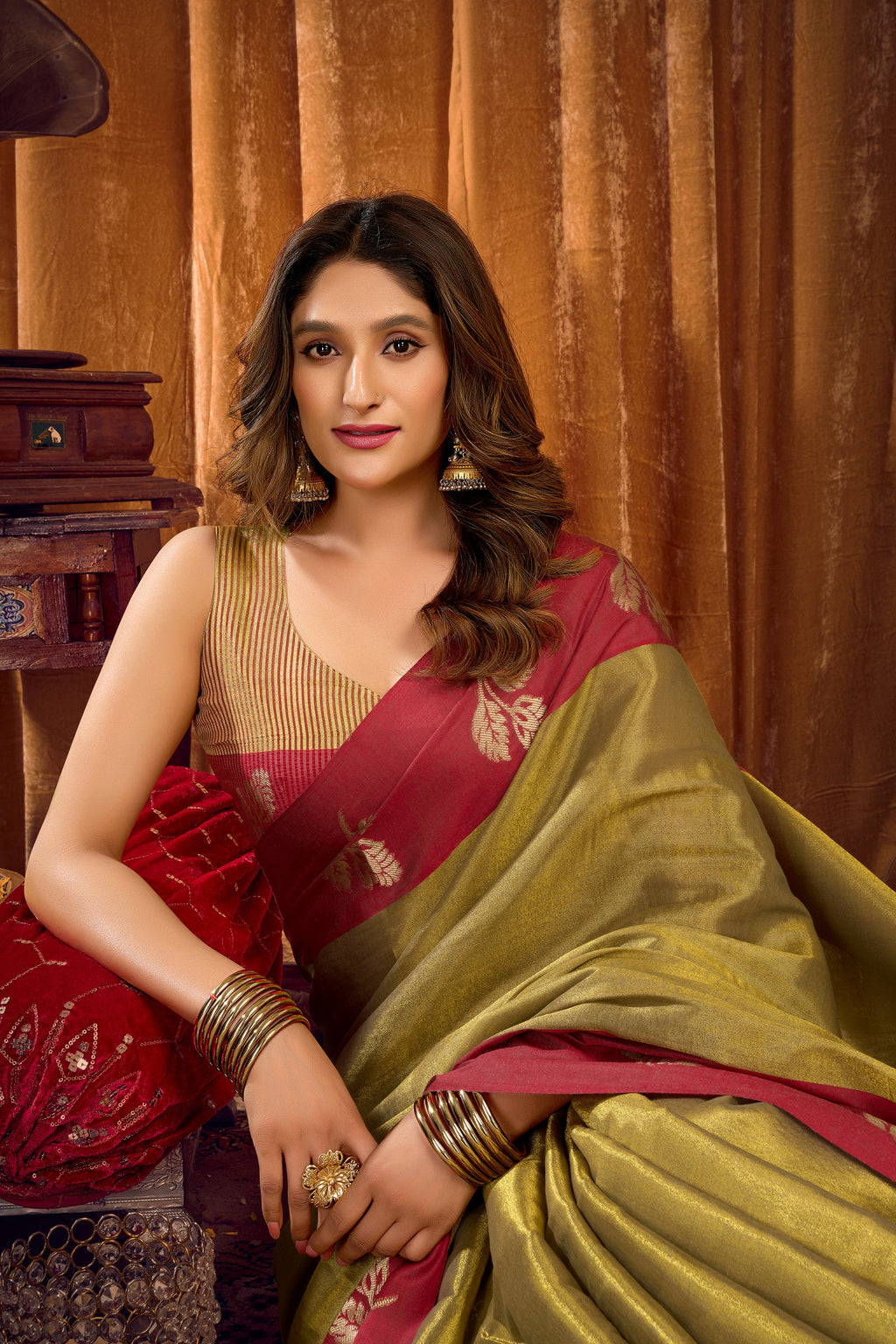 Madhura Saree - Antique Olive - Pallu Detail