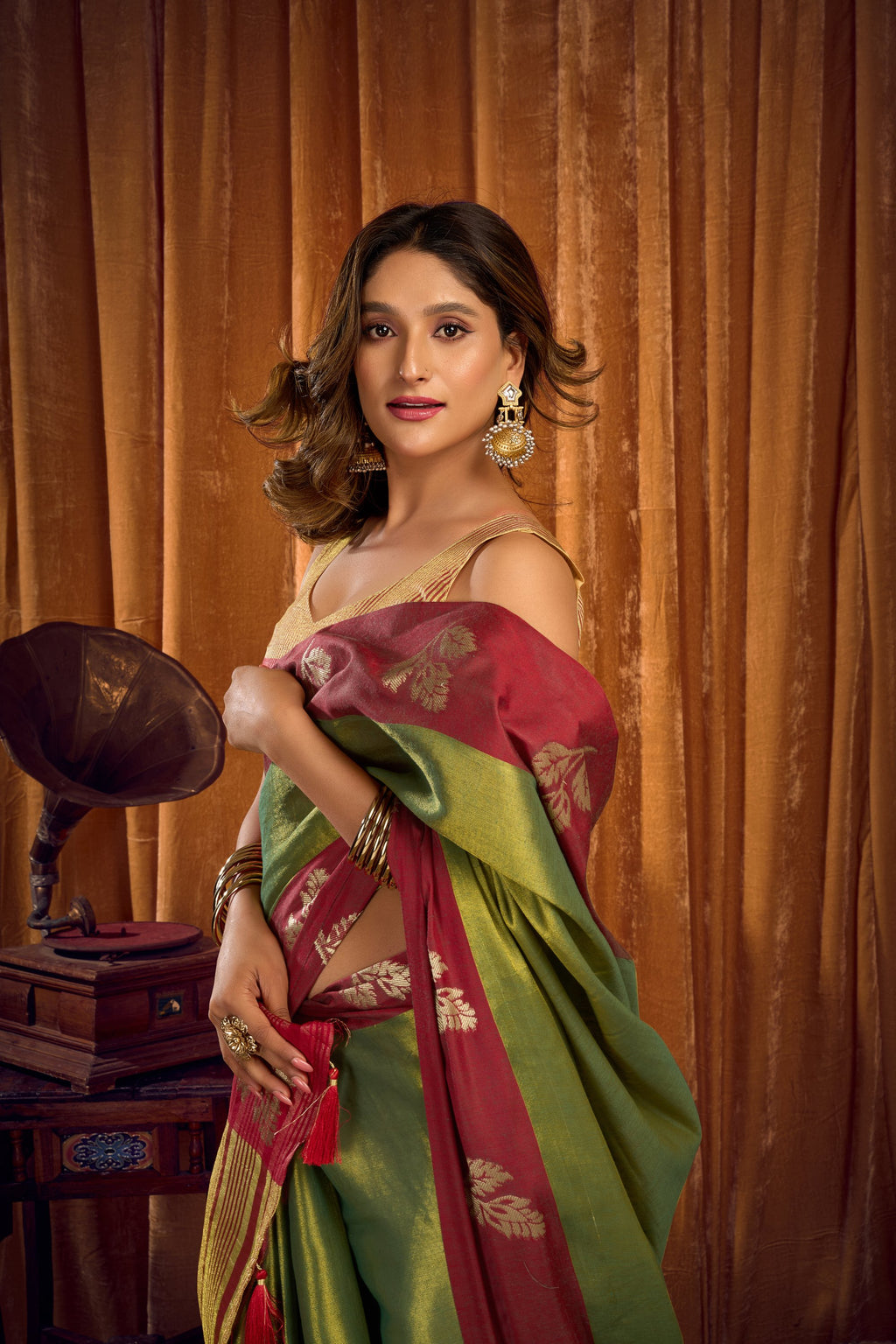 Madhura Saree - Forest Olive - Blouse View
