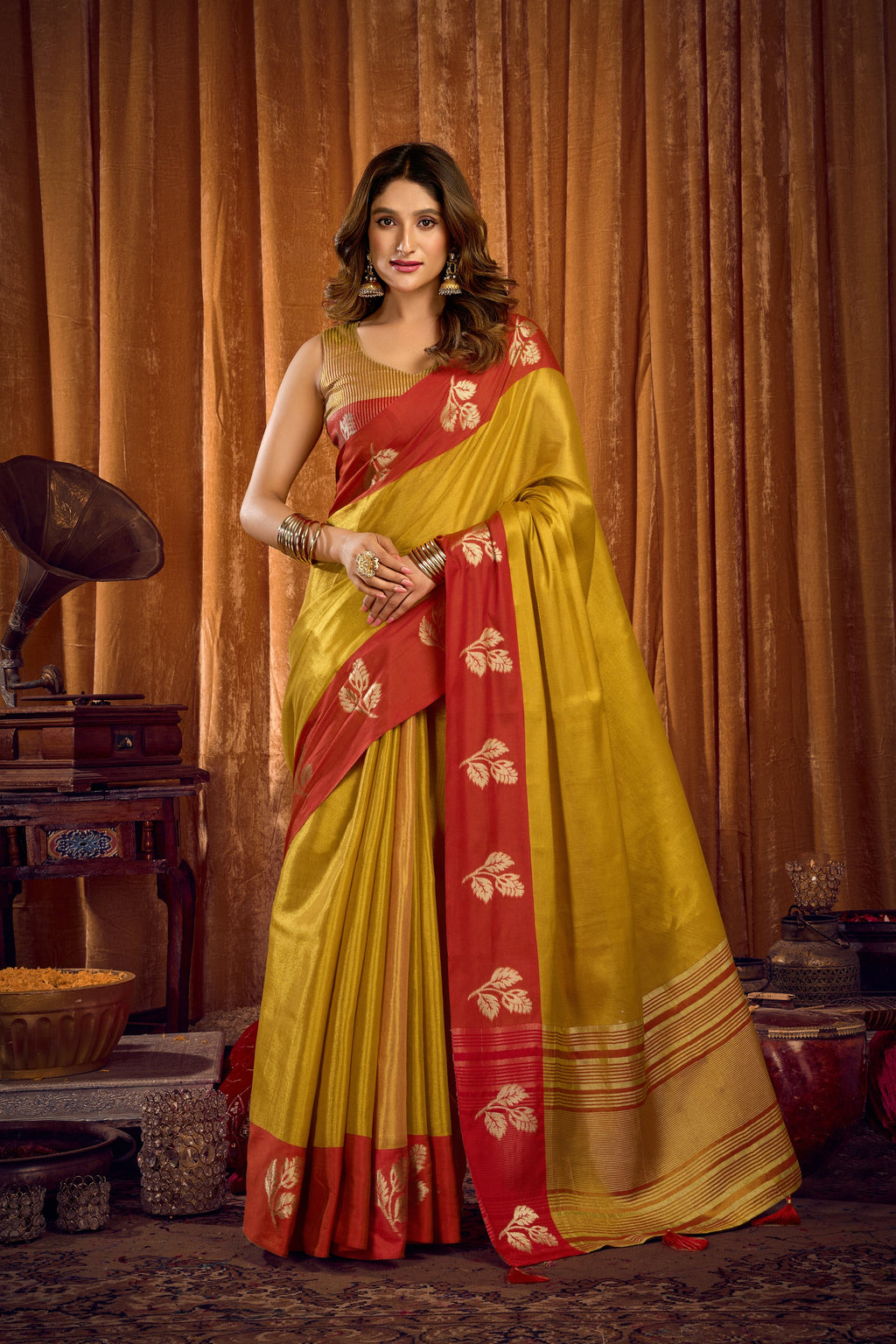 Madhura Saree - Mustard Gold - Front Drape