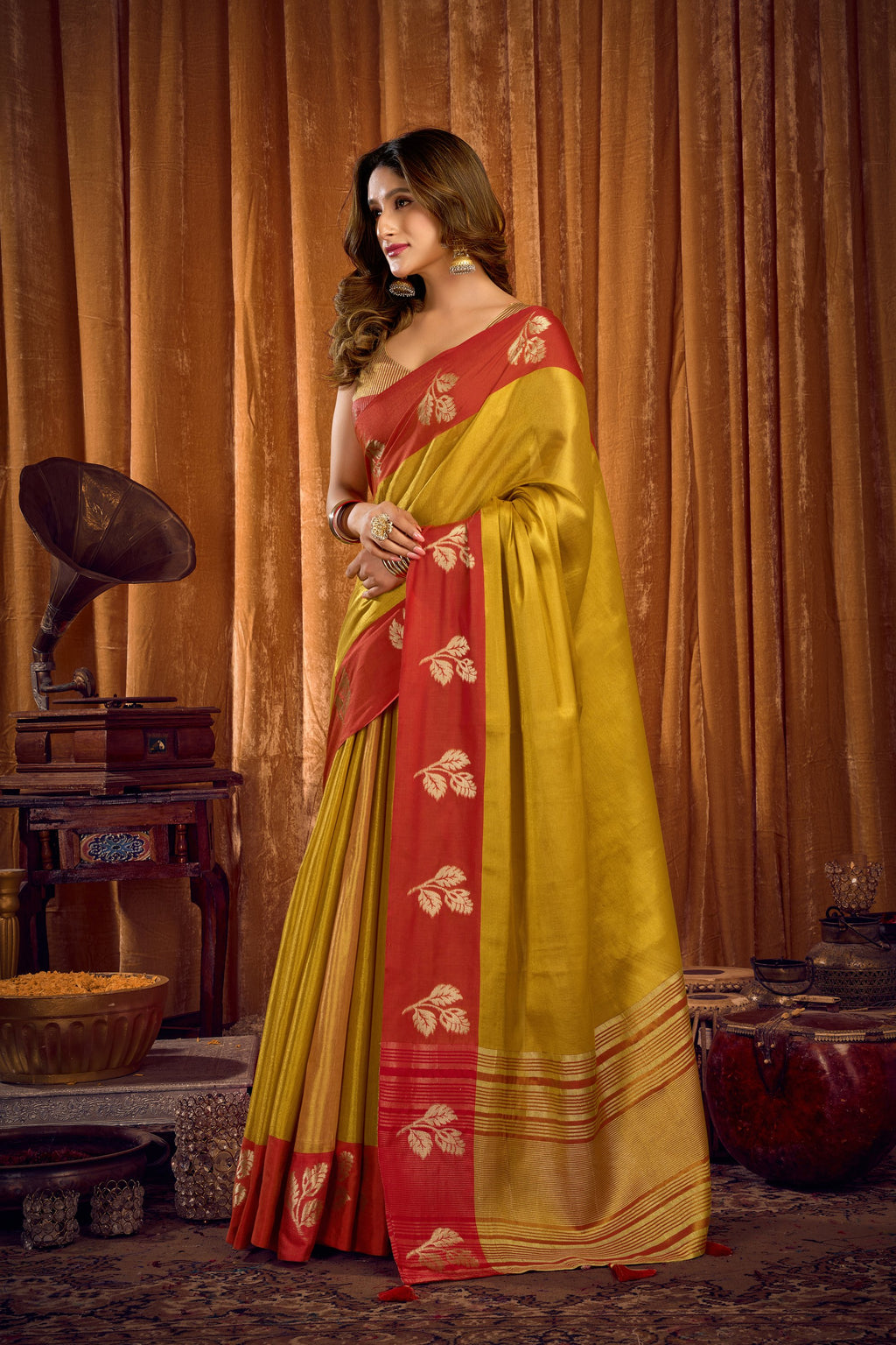 Madhura Saree - Mustard Gold - Full View