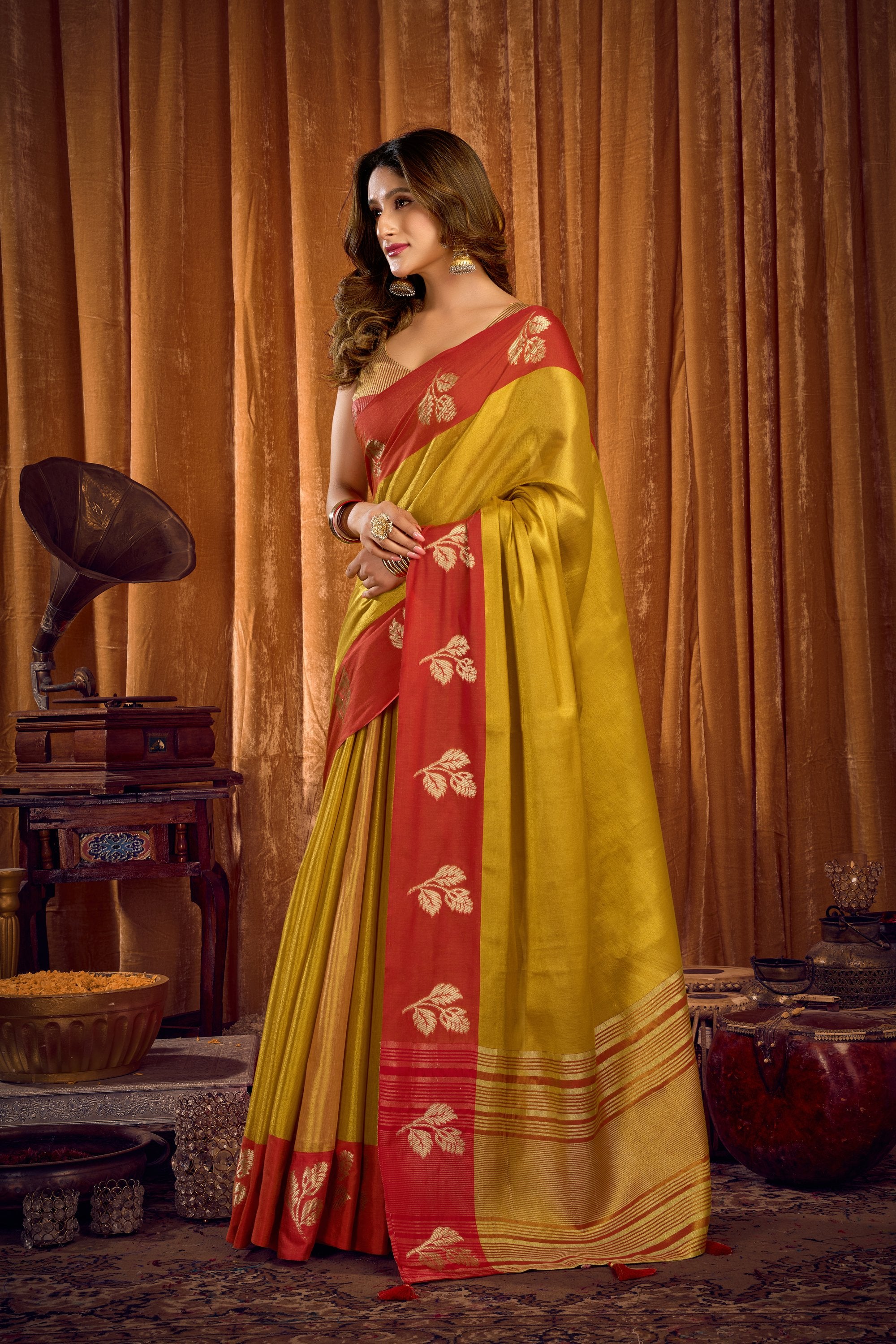 Madhura Saree - Mustard Gold - Full View