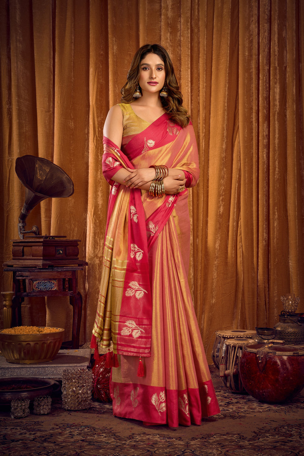 Madhura Saree - Peach Coral - Pallu Detail