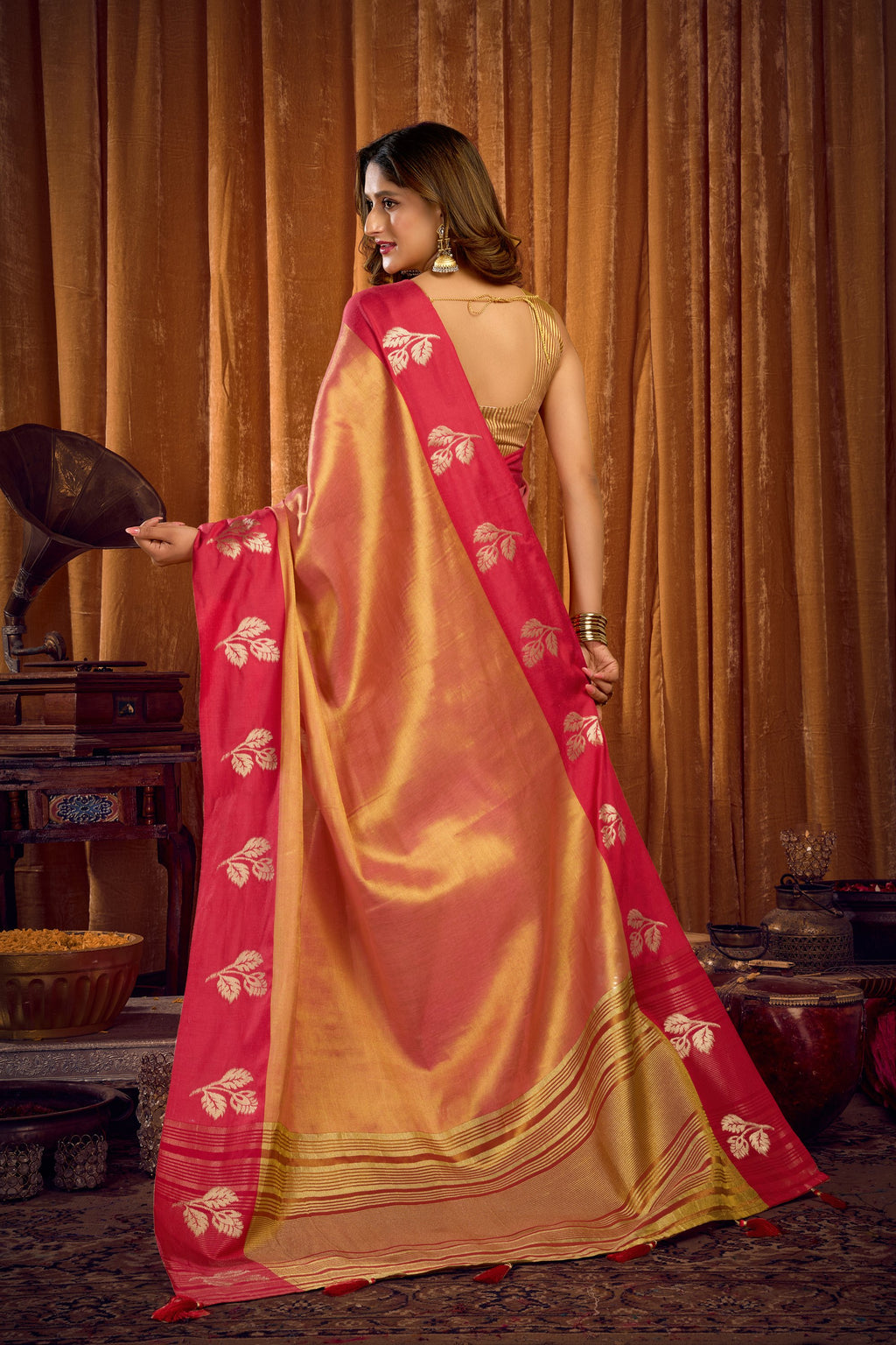 Madhura Saree - Peach Coral - Blouse View