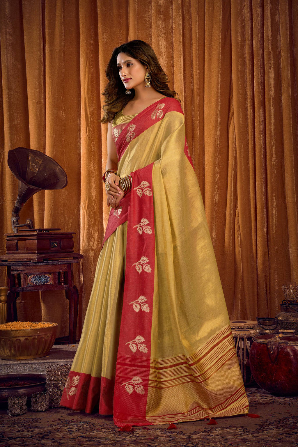Madhura Saree - Vanilla Gold - Full View