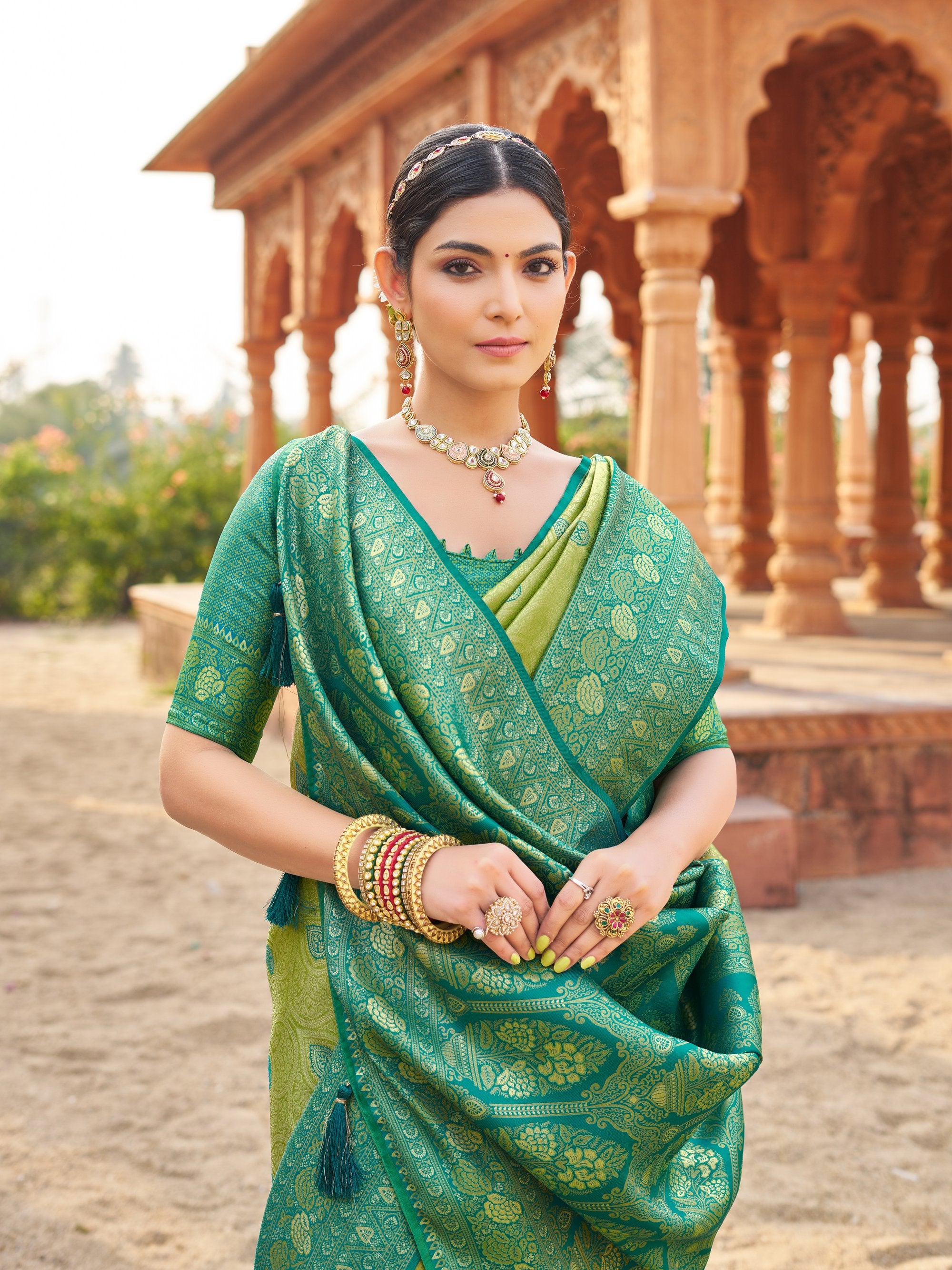 Mangalam Saree - Lime Green - Blouse View