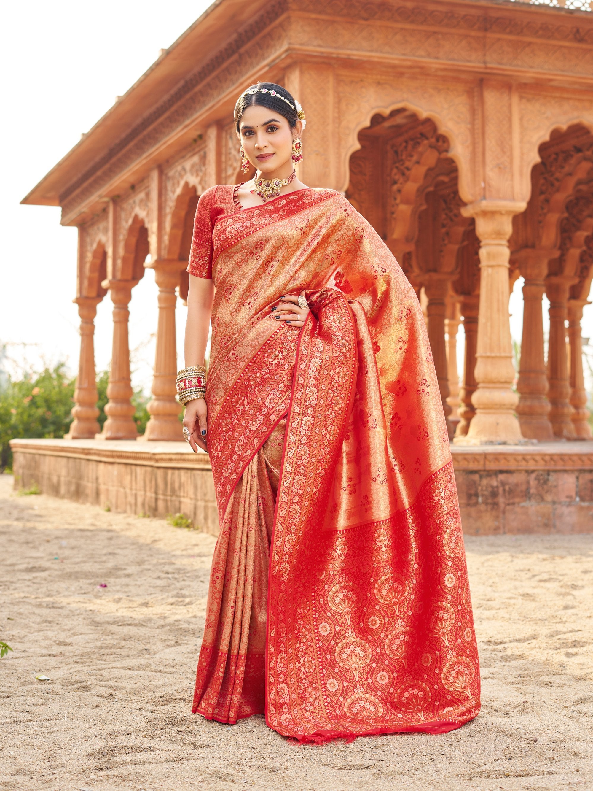 Mangalam Saree - Vermilion Red - Pallu Detail