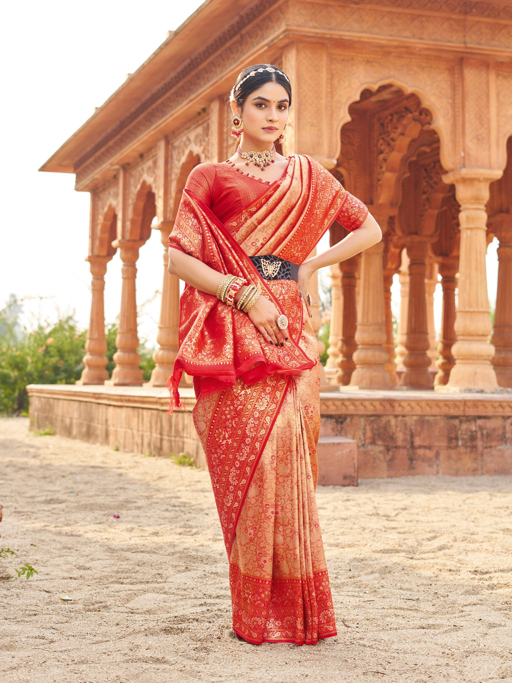 Mangalam Saree - Vermilion Red - Border Detail