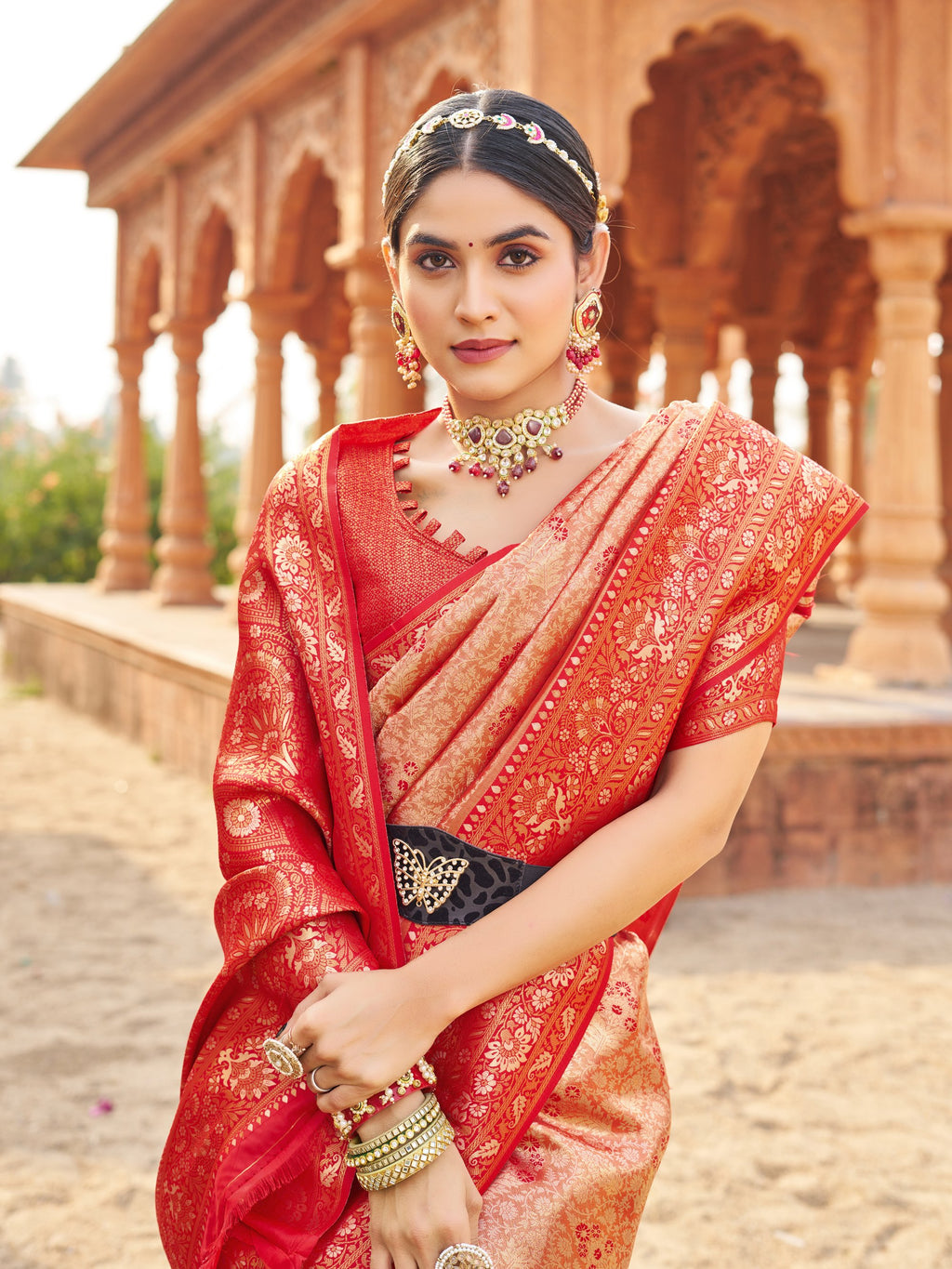 Mangalam Saree - Vermilion Red - Blouse View
