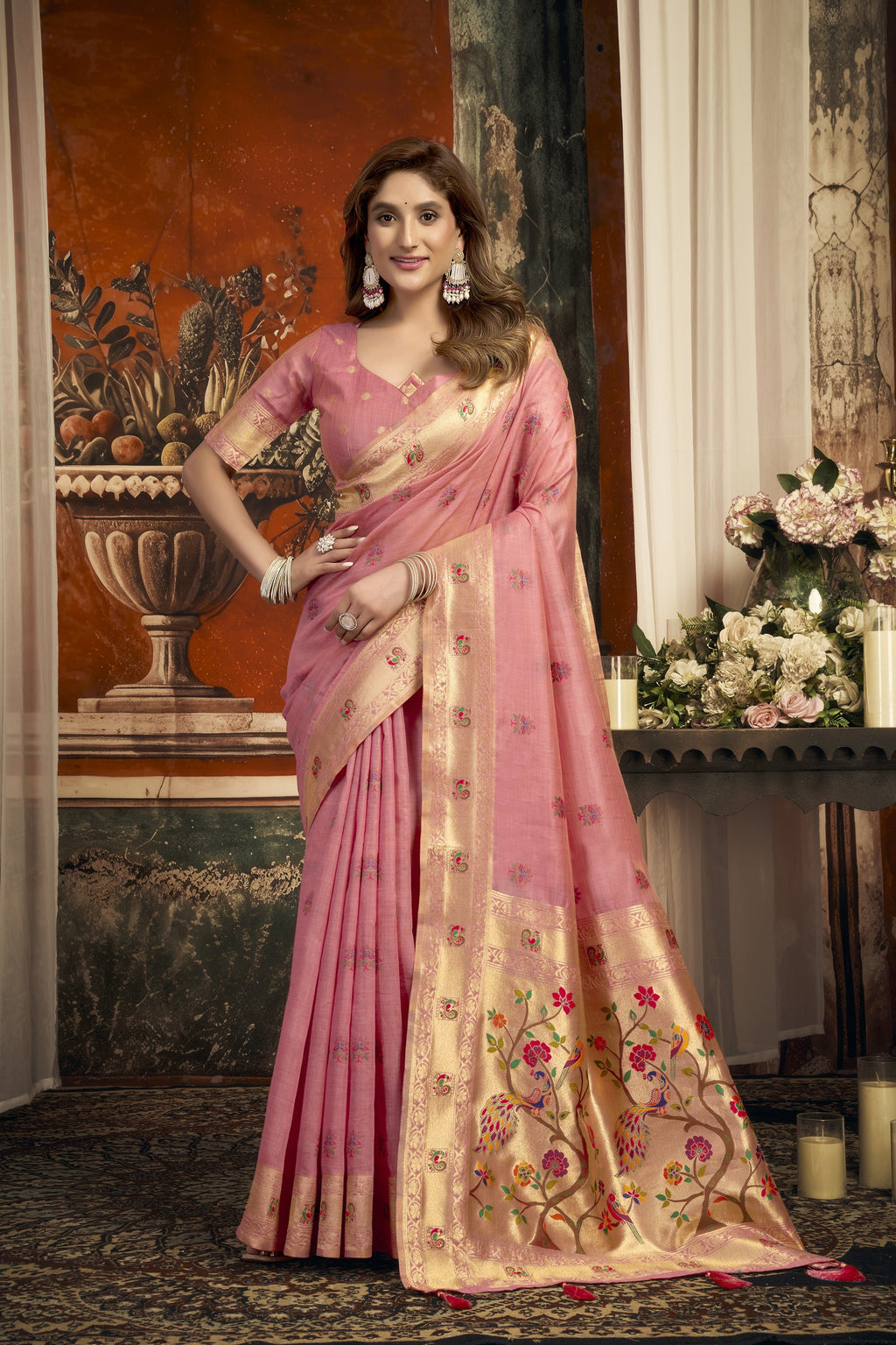 Meheraan Saree - Blush Pink - Full View