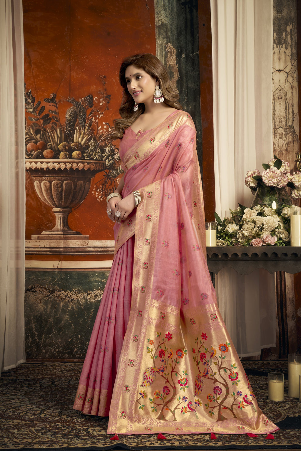 Meheraan Saree - Blush Pink - Pallu Detail