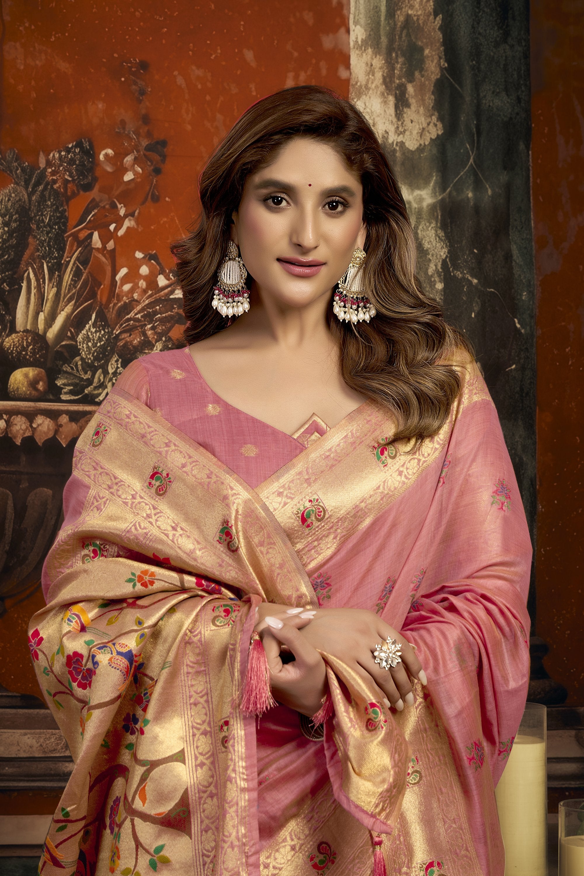 Meheraan Saree - Blush Pink - Close Up