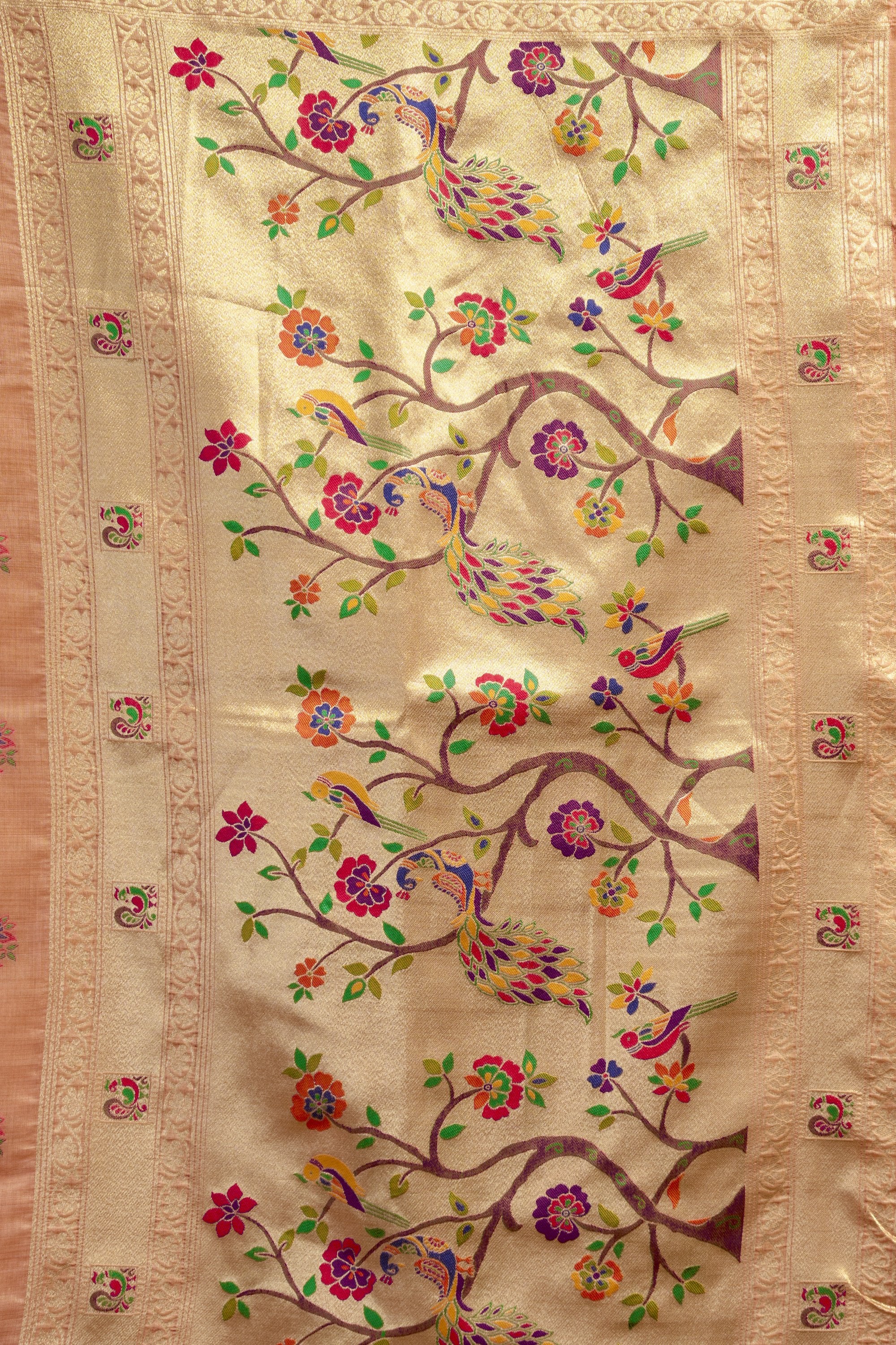 Meheraan Saree - Coral Peach - Front Drape