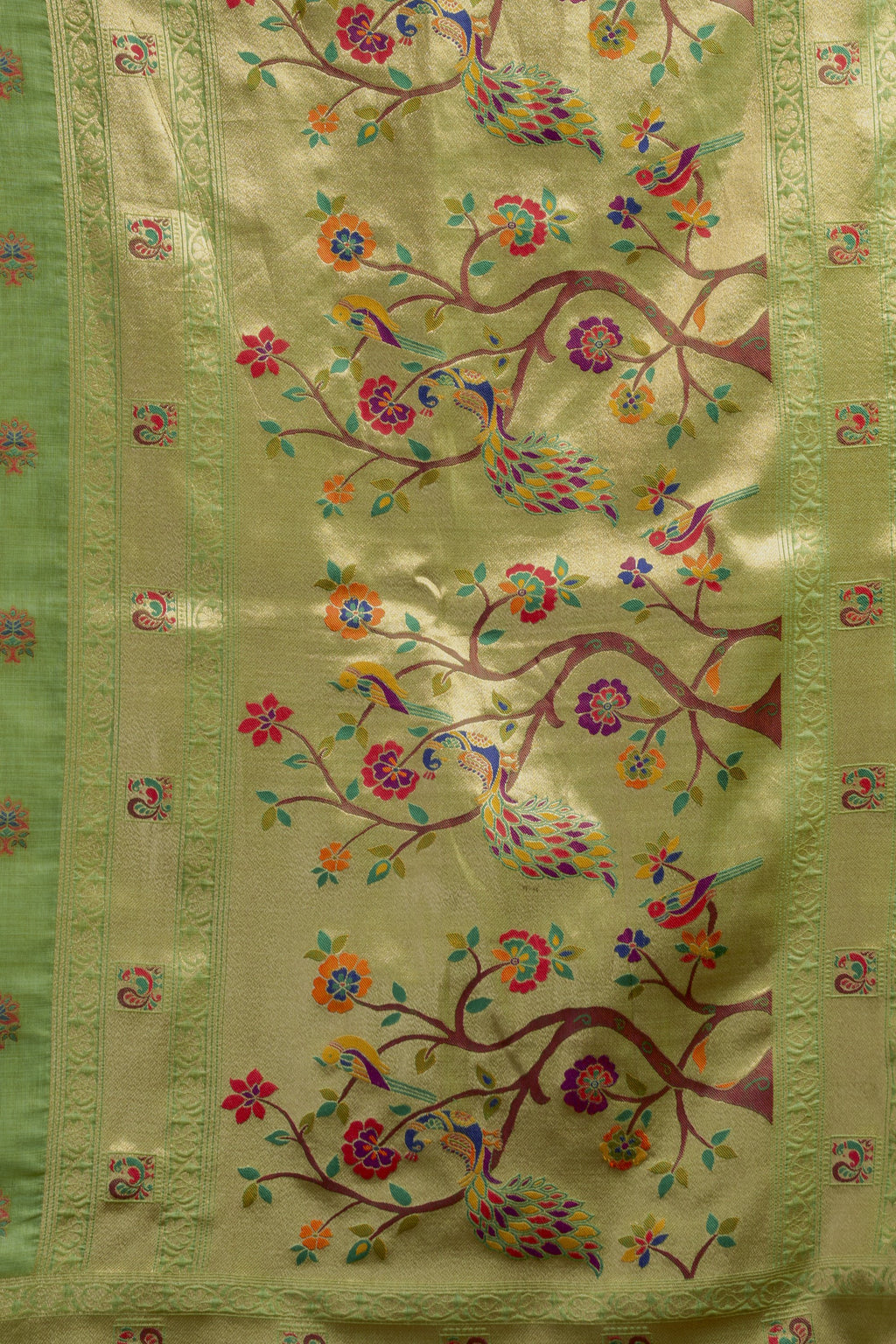 Meheraan Saree - Lime Green - Front Drape