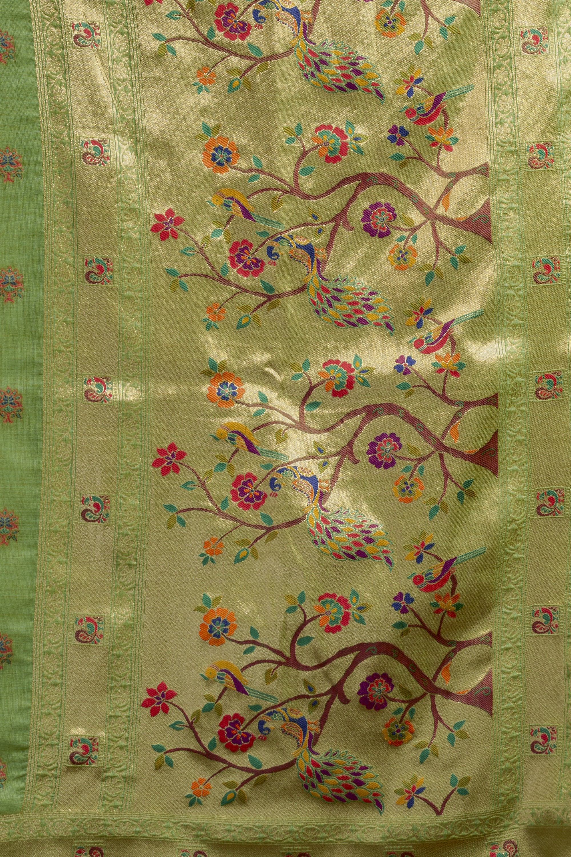 Meheraan Saree - Lime Green - Front Drape
