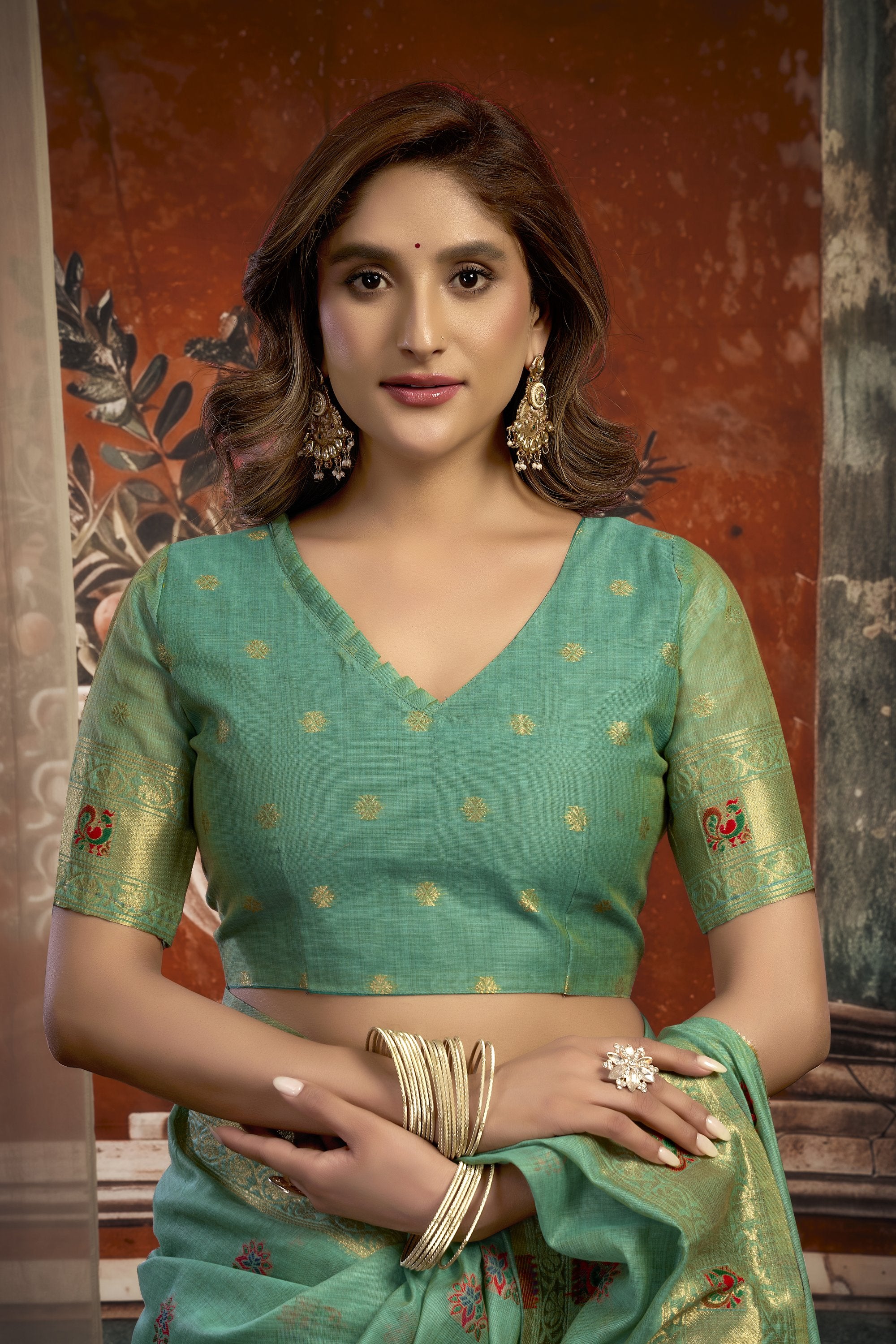 Meheraan Saree - Mint Green - Full View