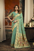 Meheraan Saree - Mint Green - Pallu Detail