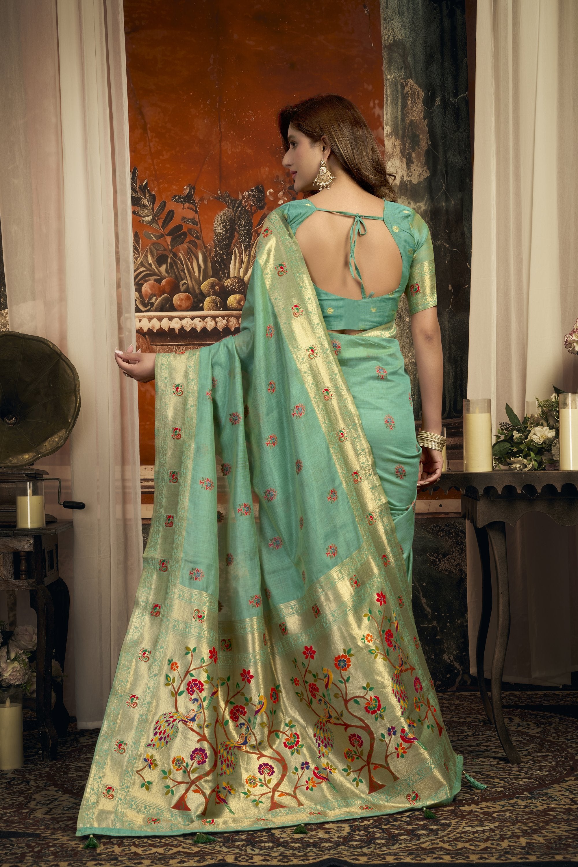 Meheraan Saree - Mint Green - Blouse View