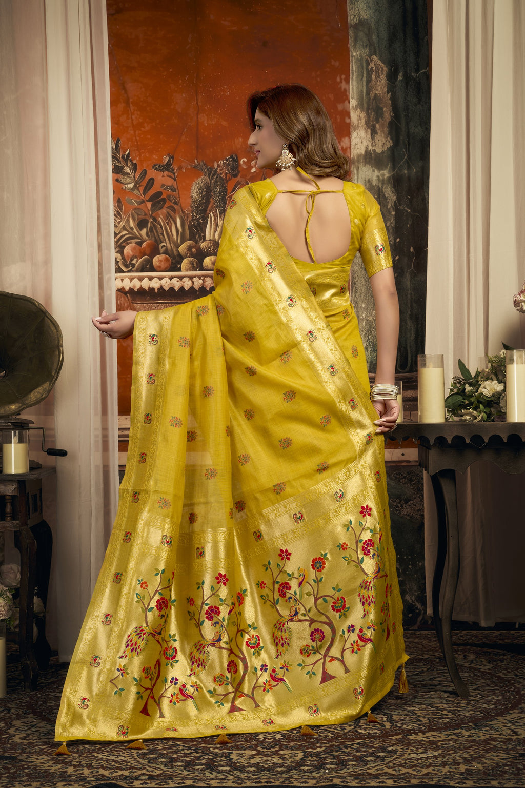 Meheraan Saree - Mustard Yellow - Border Detail