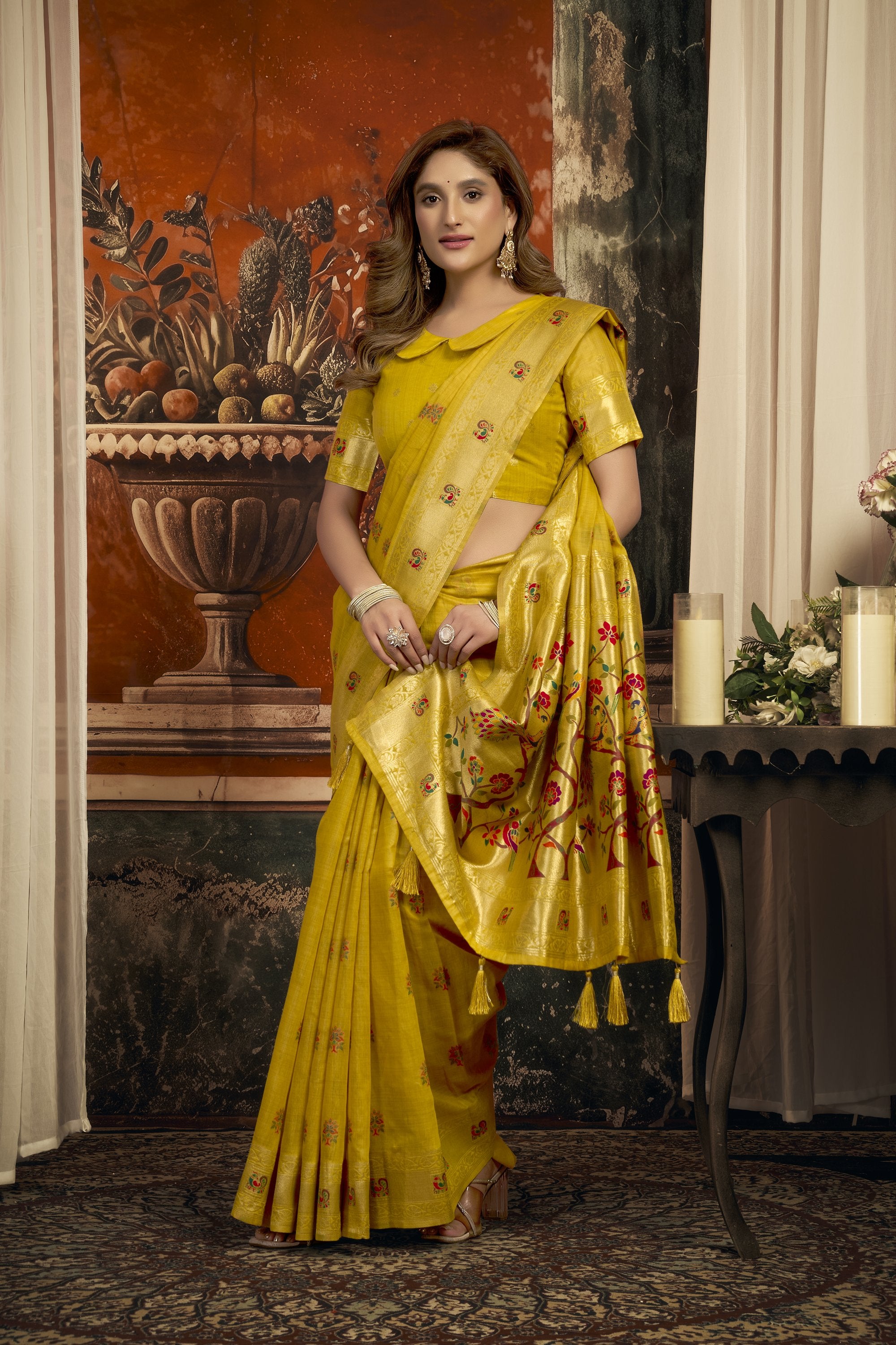 Meheraan Saree - Mustard Yellow - Blouse View