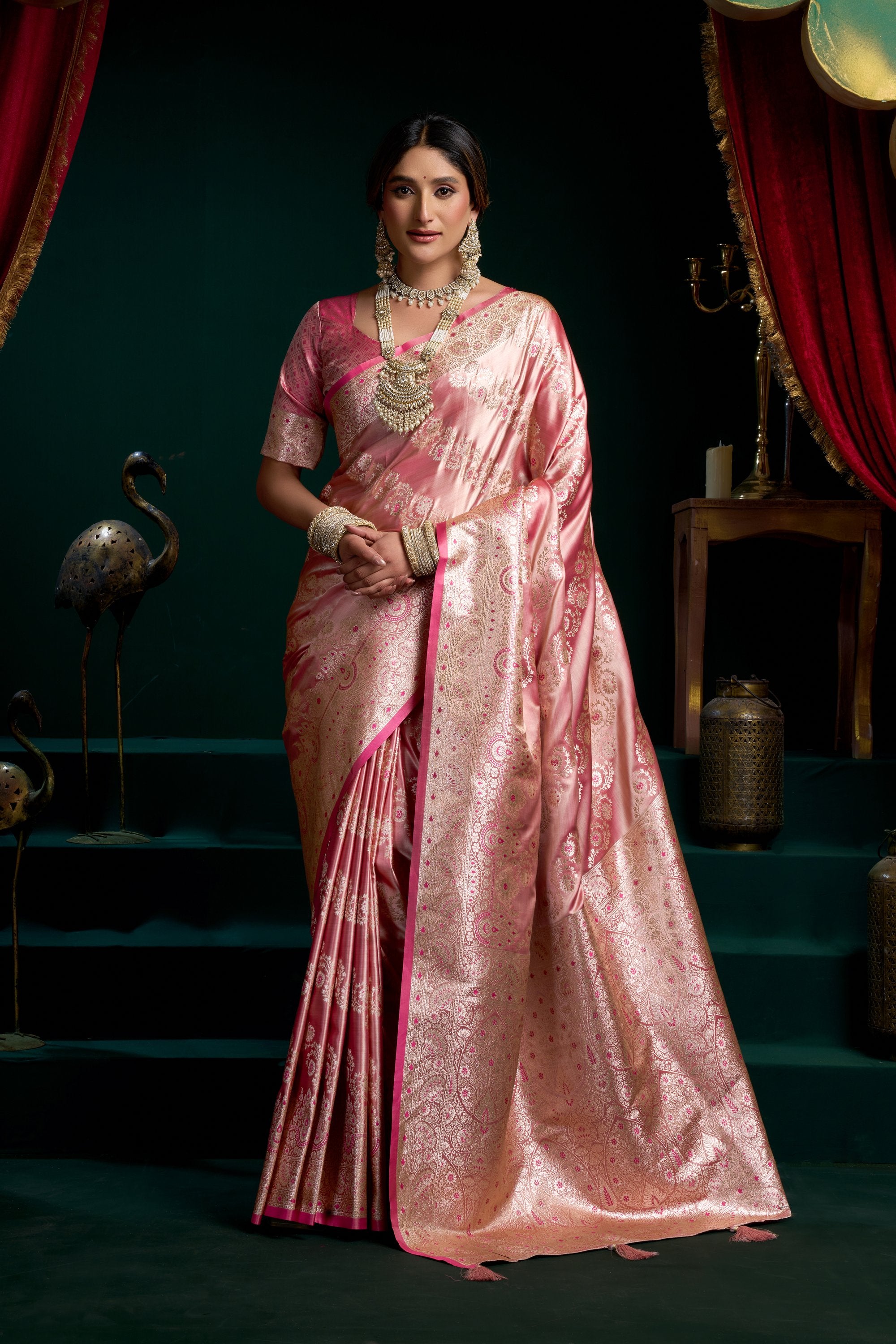 Mohini Saree - Blush Pink - Full View