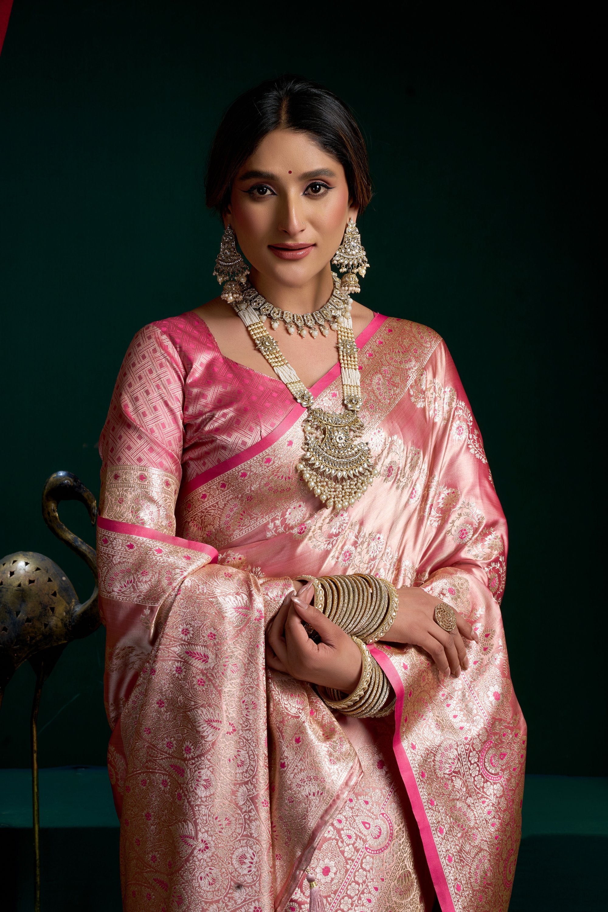 Mohini Saree - Blush Pink - Close Up