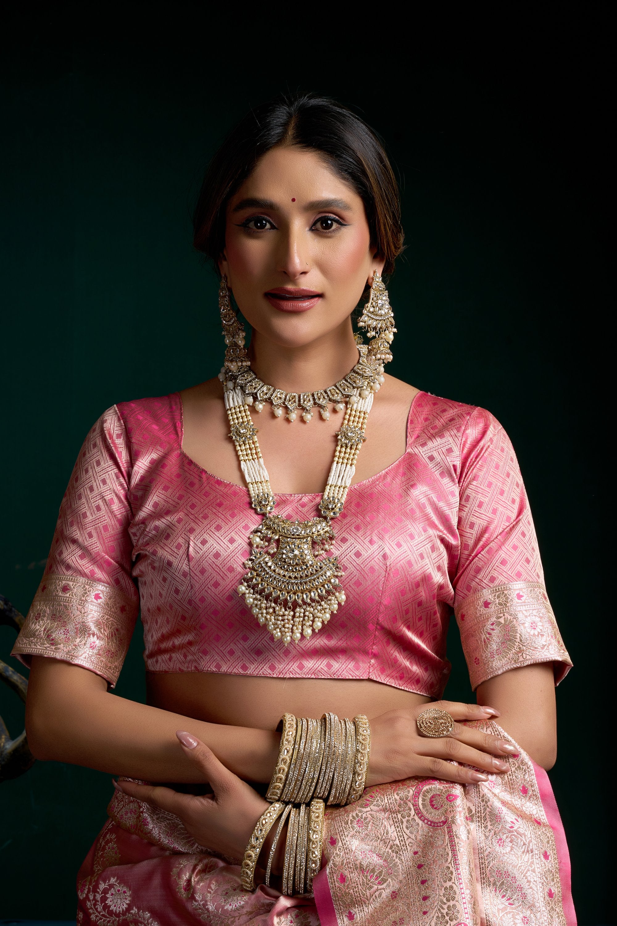 Mohini Saree - Blush Pink - Side View