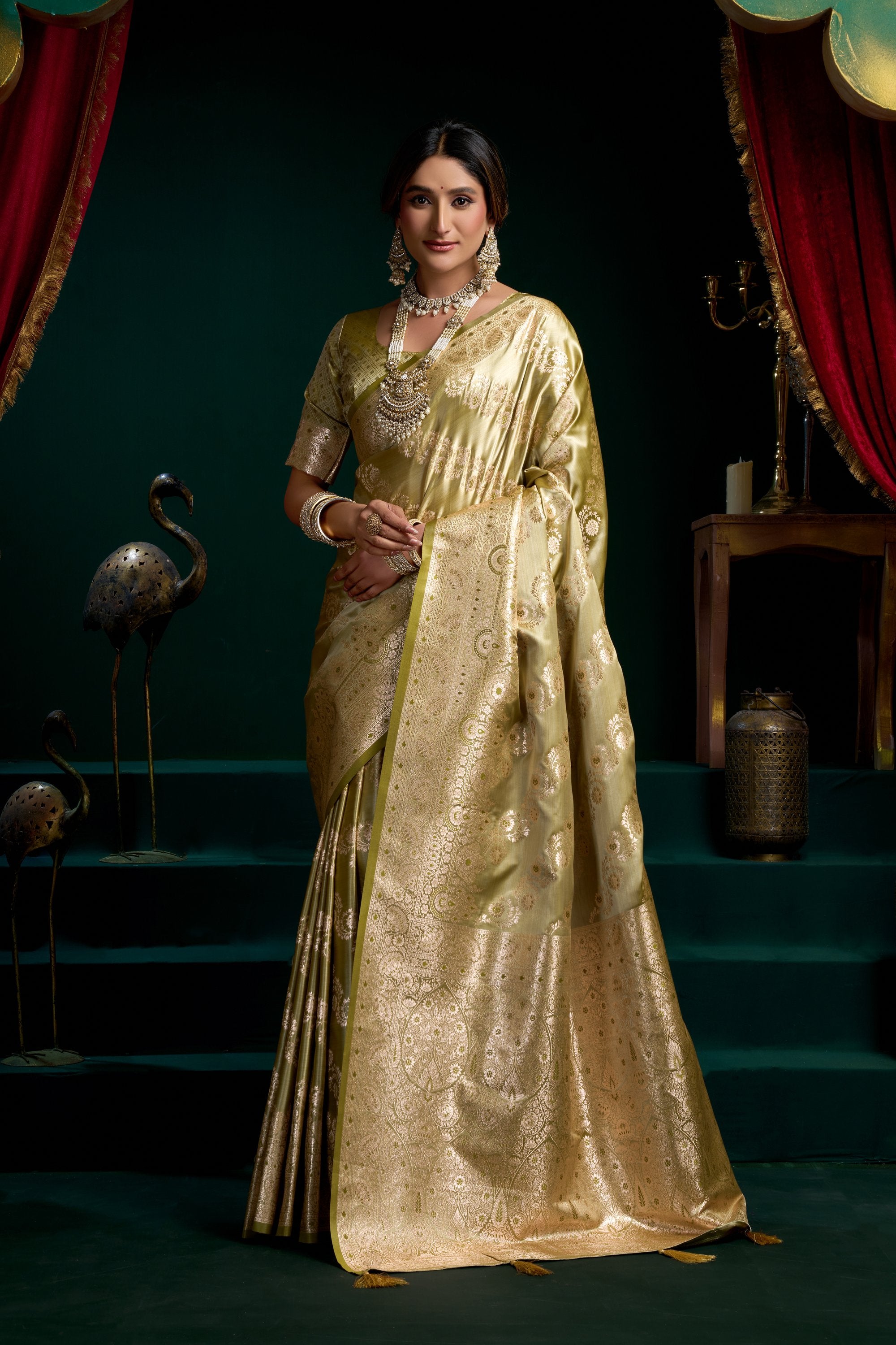 Mohini Saree - Champagne Gold - Full View