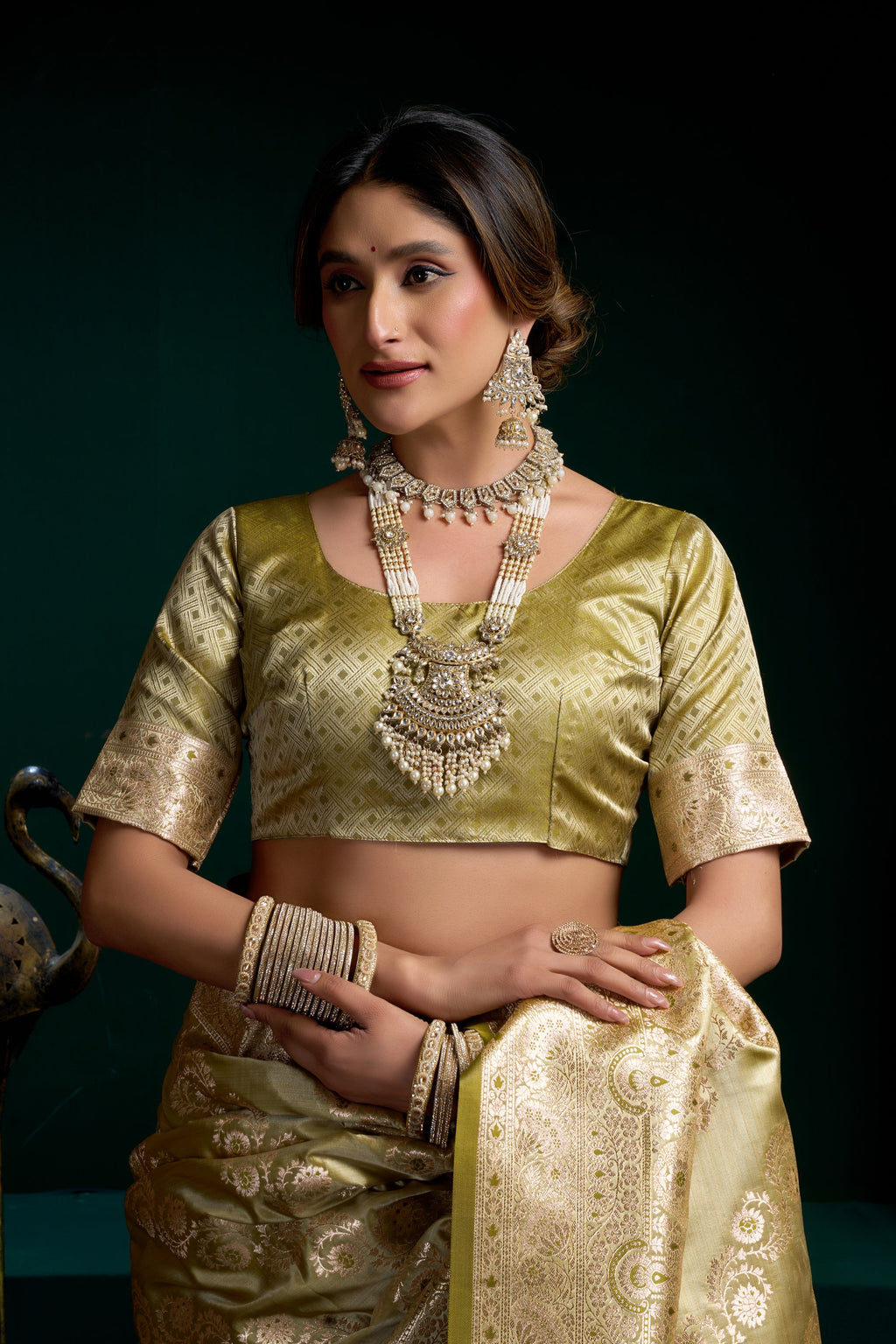 Mohini Saree - Champagne Gold - Side View