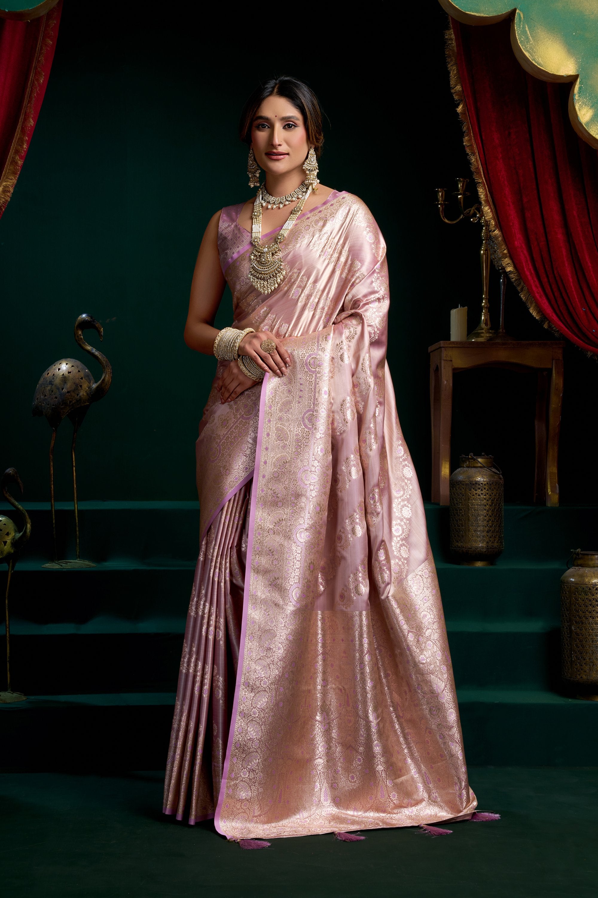 Mohini Saree - Dusty Mauve - Full View