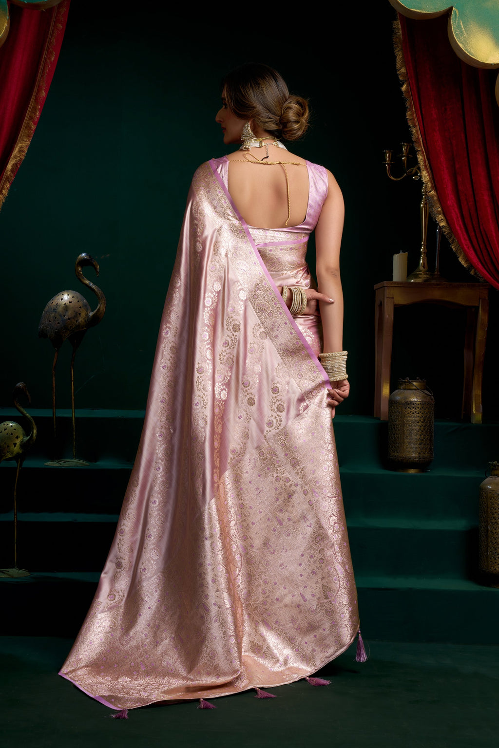 Mohini Saree - Dusty Mauve - Border Detail