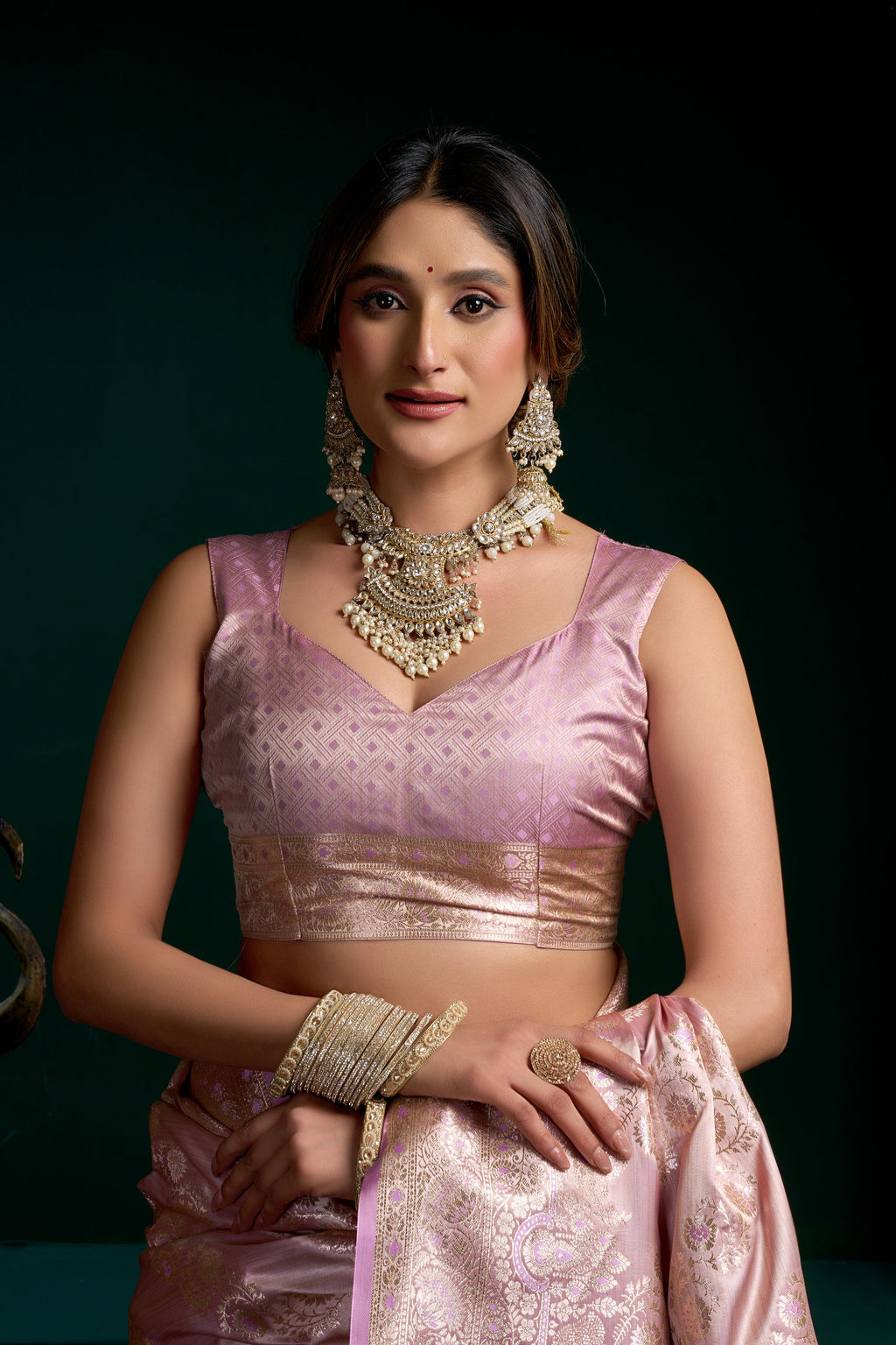 Mohini Saree - Dusty Mauve - Side View