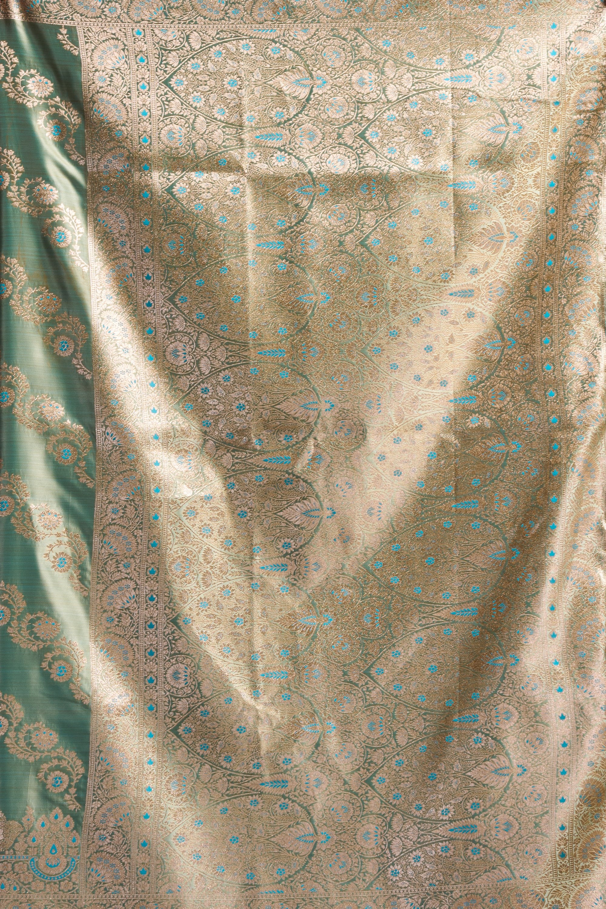 Mohini Saree - Mint Teal - Front Drape