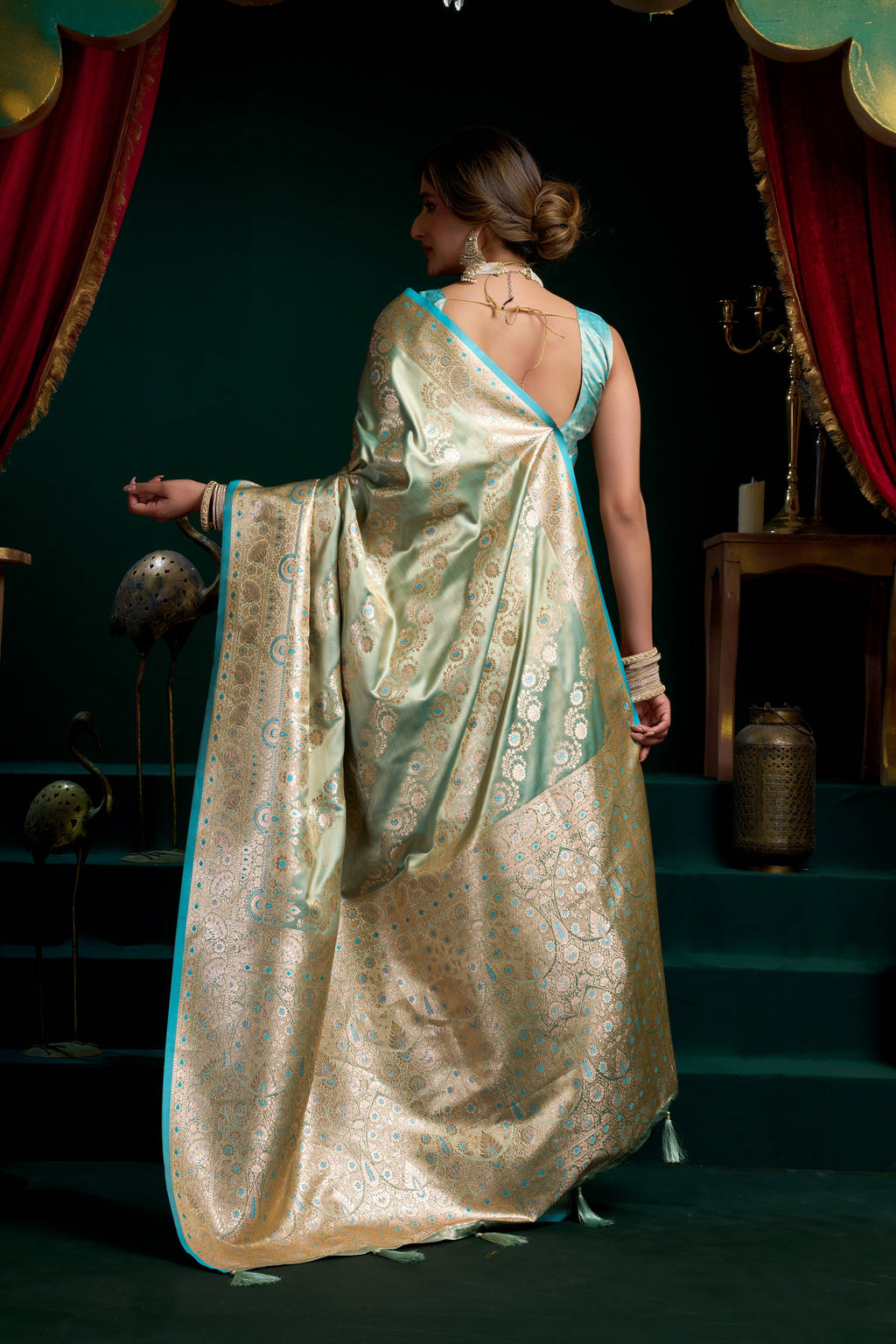 Mohini Saree - Mint Teal - Border Detail