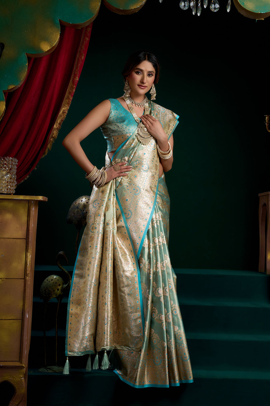 Mohini Saree - Mint Teal - Blouse View