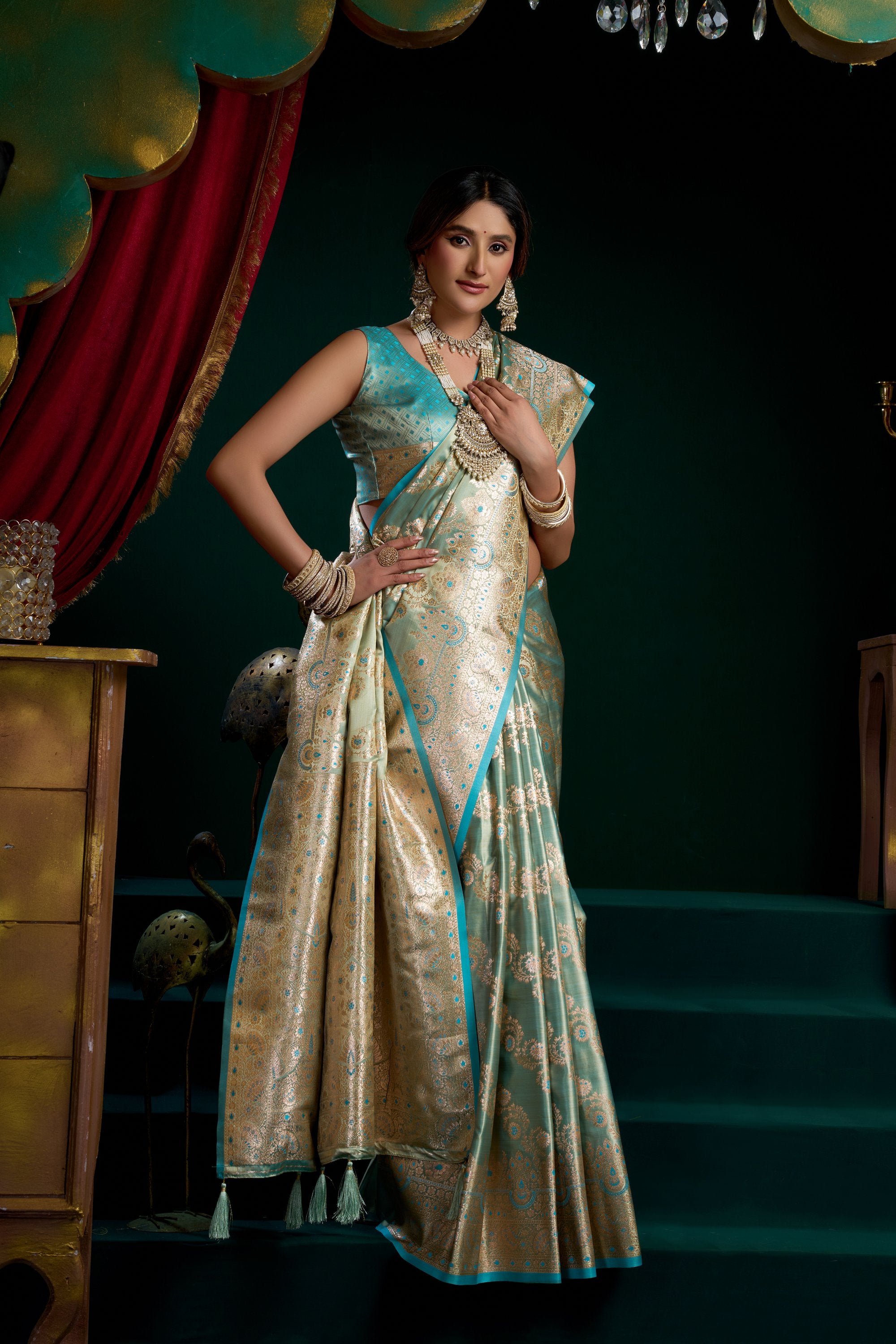 Mohini Saree - Mint Teal - Blouse View