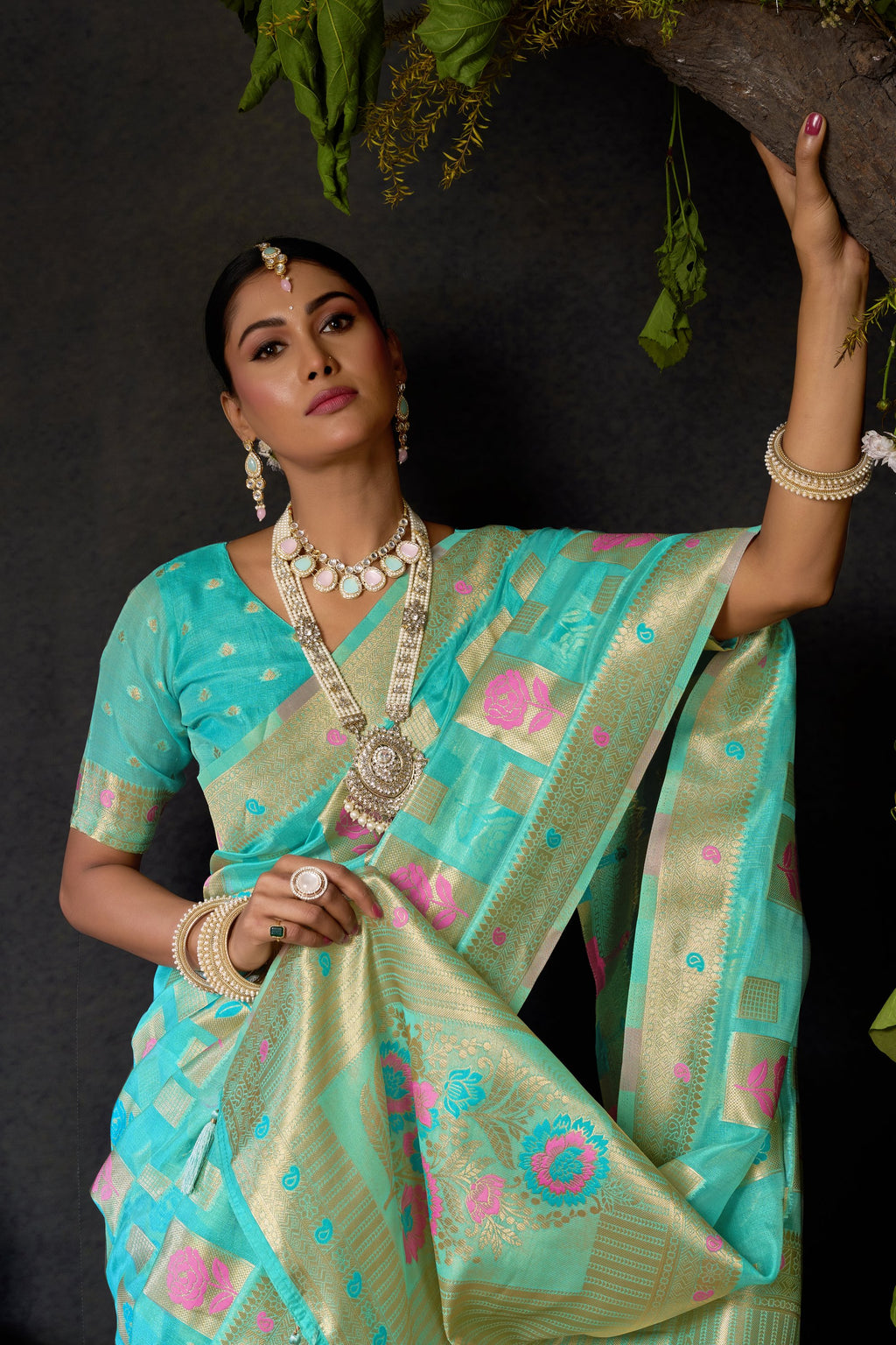 Nayantara Saree - Aqua Breeze - Full View