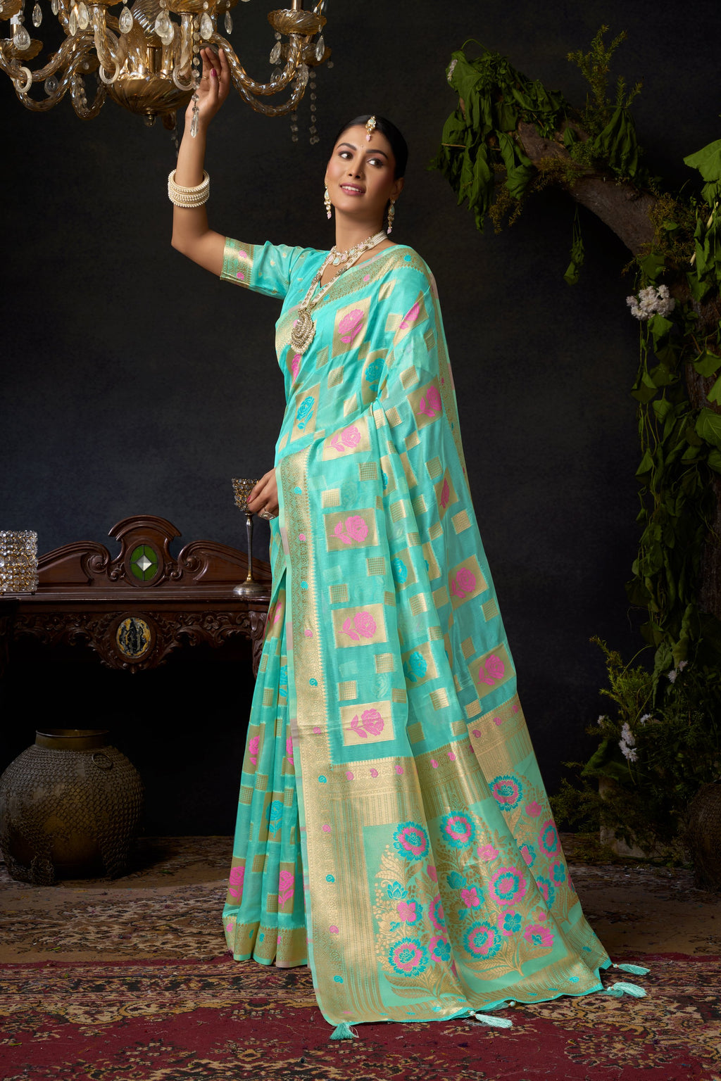 Nayantara Saree - Aqua Breeze - Blouse View