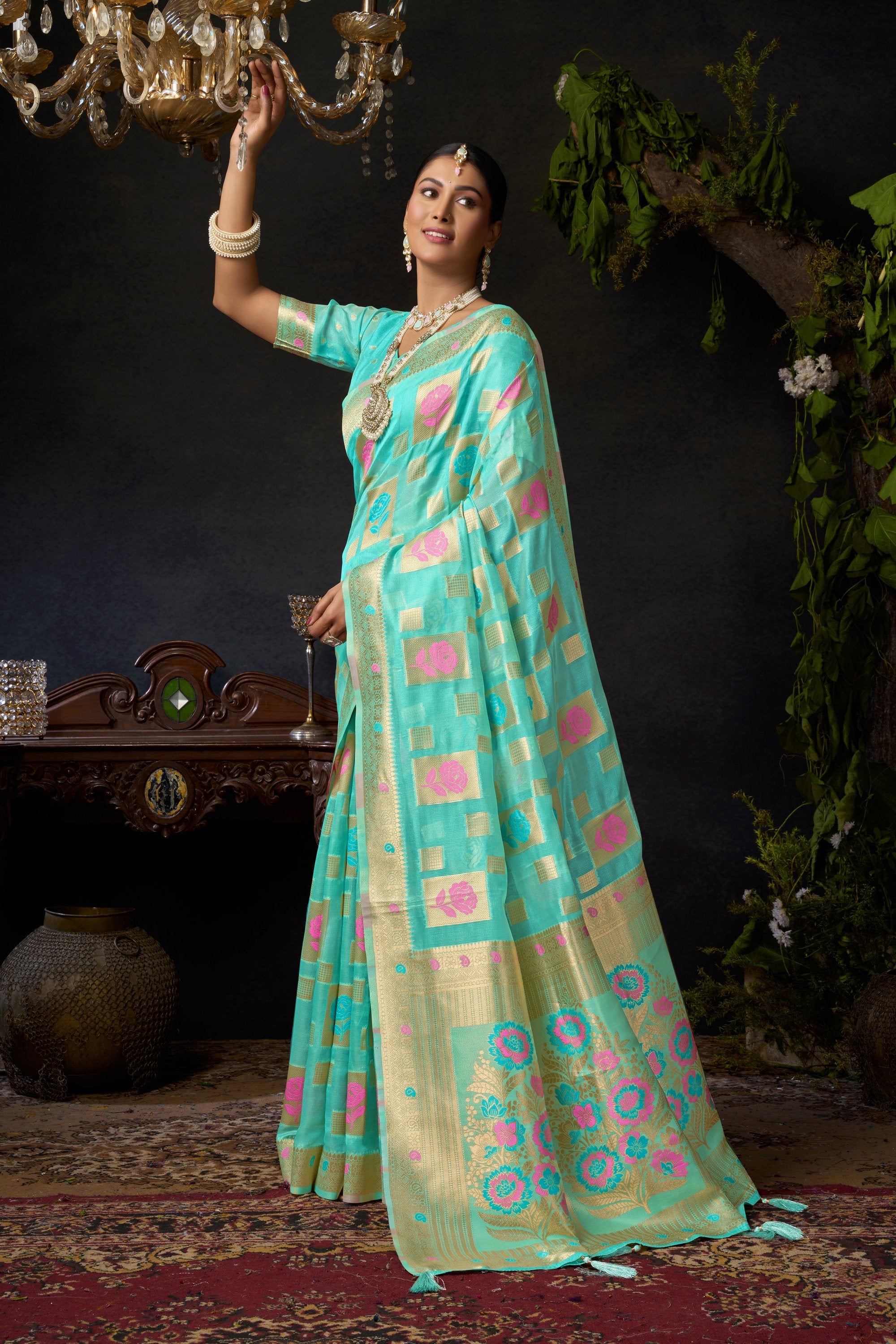Nayantara Saree - Aqua Breeze - Blouse View