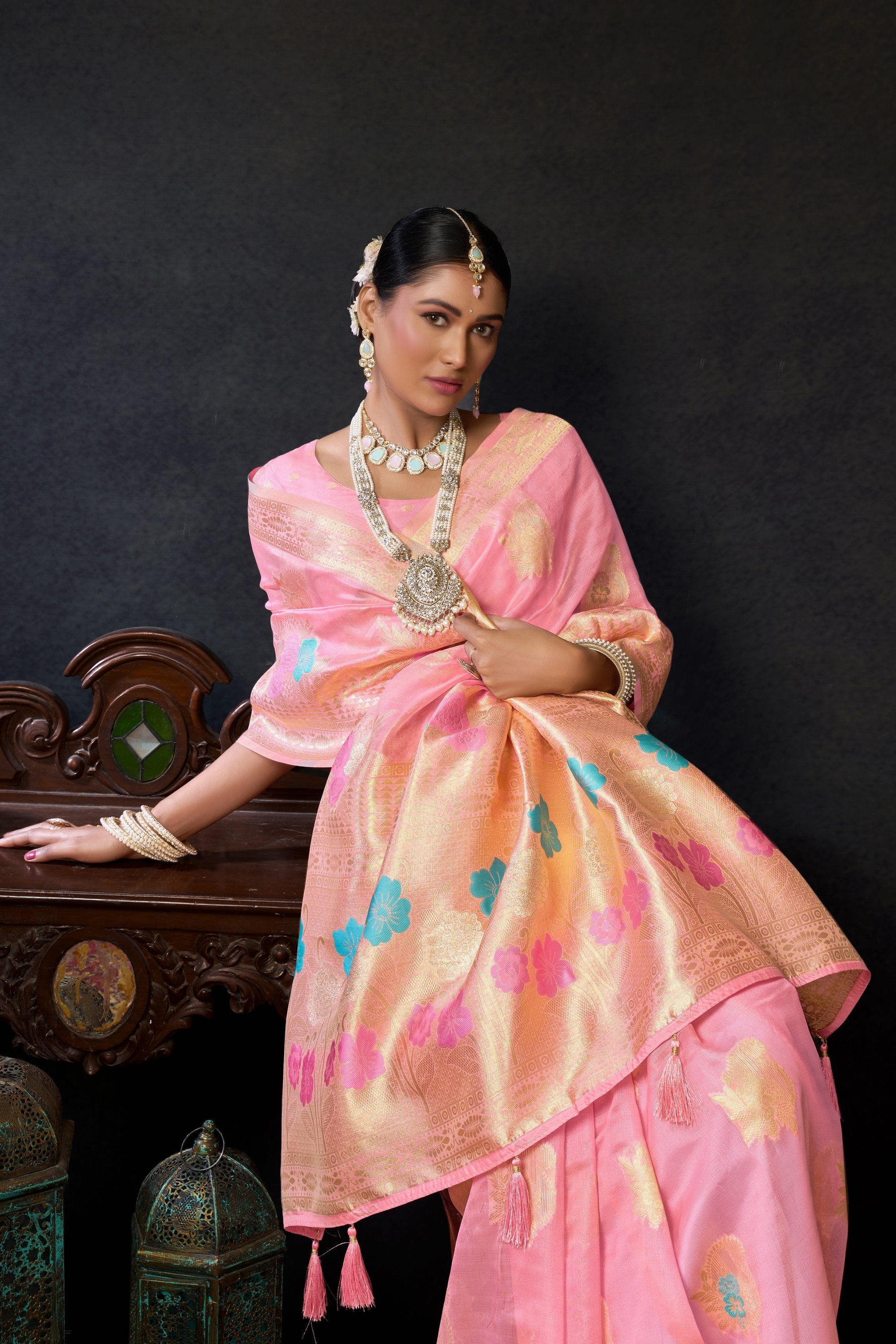 Nayantara Saree - Candy Blush - Full View